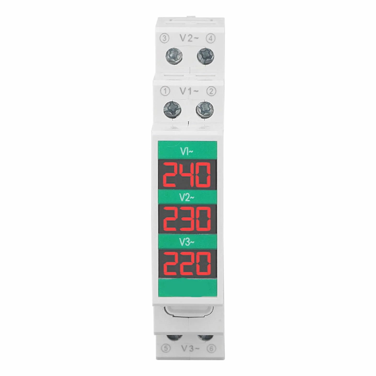 Woltomierz Trójfazowy 60-450V Ekran LCD Tester Miernika Napięcia, Montowany na Szynie DIN Woltomierz Cyfrowy i Detektor Napięcia