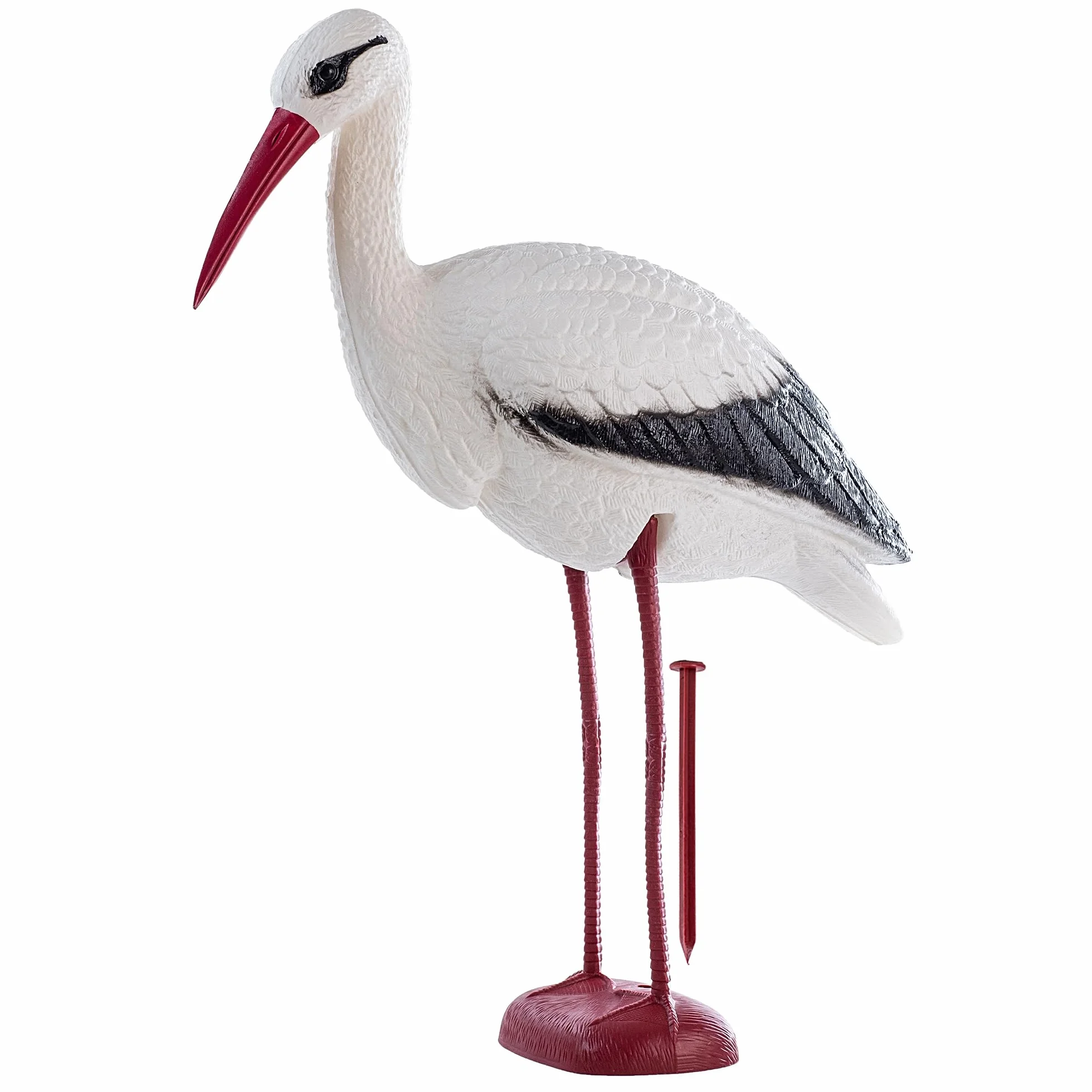 KADAX Figura ogrodowa bocian 78cm, realistyczny wygląd zwiększa skuteczność, odporna na warunki atmosferyczne, do odstraszania czapli i ochrony oczka wodnego