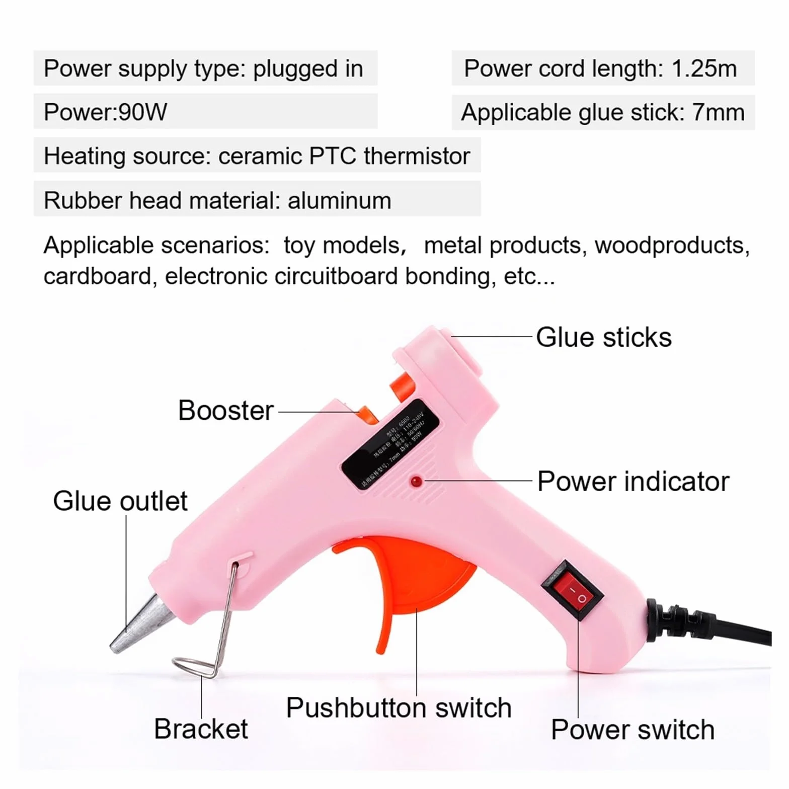 90 W pistolet do klejenia na gorąco z przełącznikiem do kleju 7mm Mini przemysłowy pistolet grzewczy elektryczny pistolet do nagrzewania narzędzie do naprawy projektora