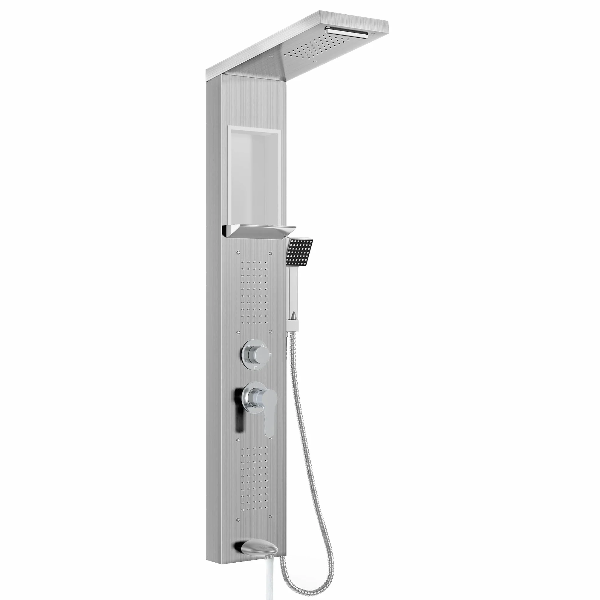 FIVMEN Panel prysznicowy system prysznicowy ze stali nierdzewnej, kolumna prysznicowa, 5 funkcji, deszczownica, prysznic wodospadowy, dysze do masażu, słuchawka prysznicowa, armatura prysznicowa,