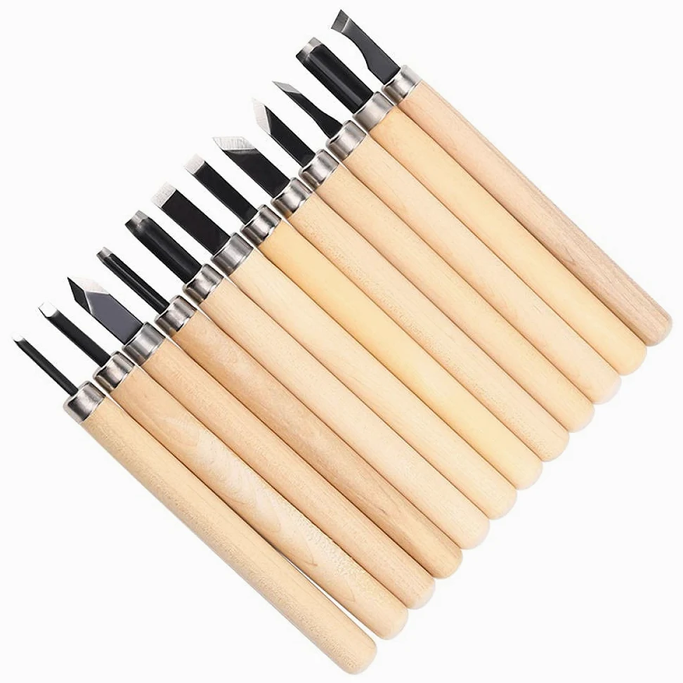 Narzędzia Rzeźbiarskie Dłuta Do Drewna Narzędzia Rzeźbiarskie Dłuto 12 Sztuk/Zestaw Professional Wood Carving Diy Pen Woodcut Sztuki Craft Dutór Hand Tool Zestaw Do Rzeźbienia Stolarzy