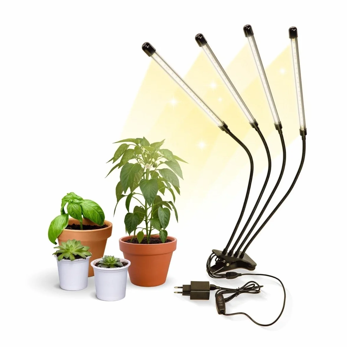 Mobiclinic Lampa Roślinna LED Growflex x4 80W Pełne Spektrum 6000K 10 Poziomów Jasności Obrót 360°