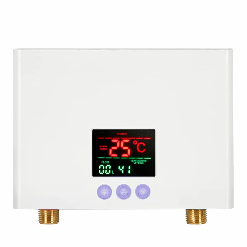 Podgrzewacz wody 3KW Bezzbiornikowy mini ścienny elektryczny podgrzewacz wody z wyświetlaczem LED 3-stopniowa regulacja temperatury Pilot do domowej kuchni łazienki