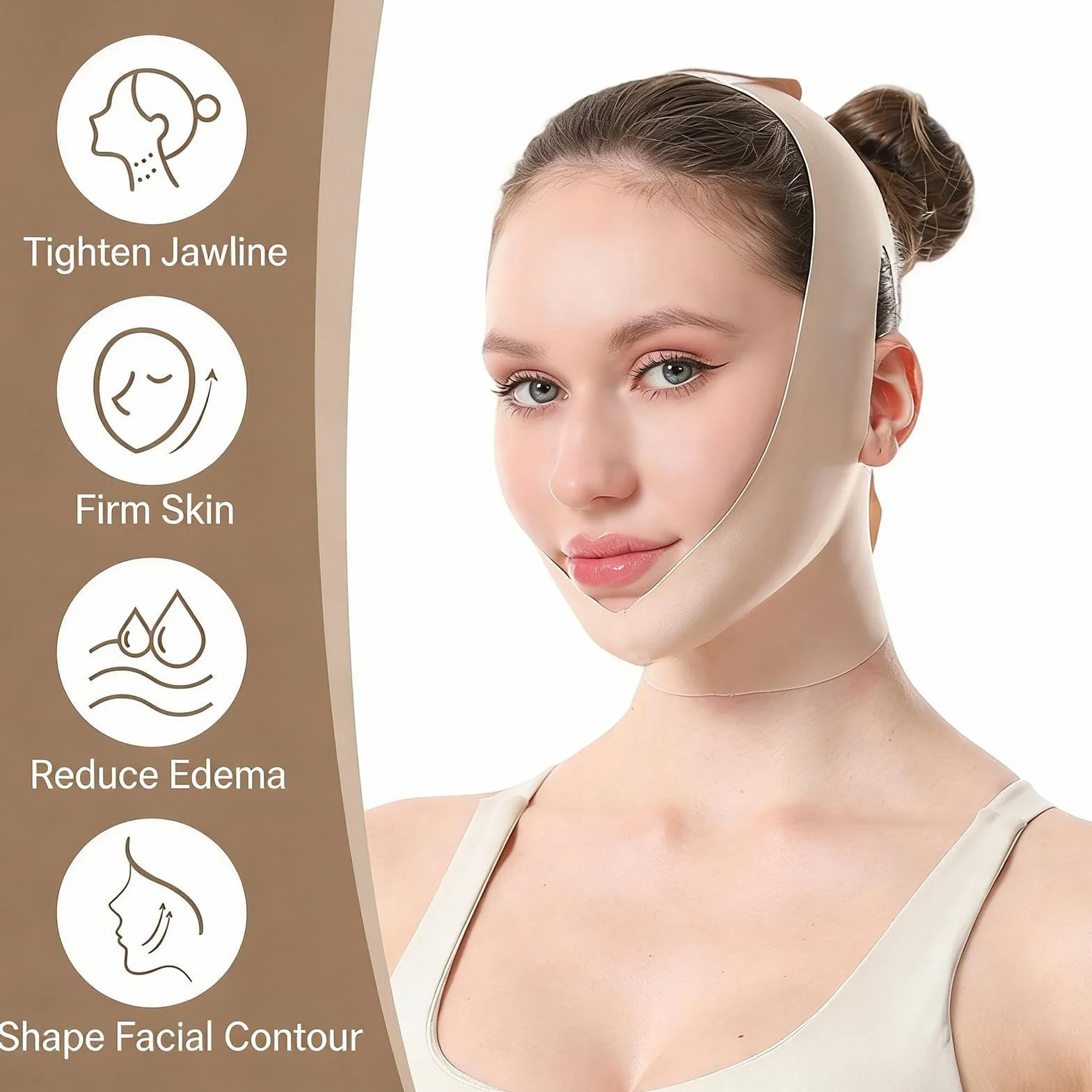 Chin Strap for Sleeping, Adjustable Breathable Face Slimming and Neck Tightening Wrap, Jawline Sculpting Strap for Girls, Daytime or Overnight Use