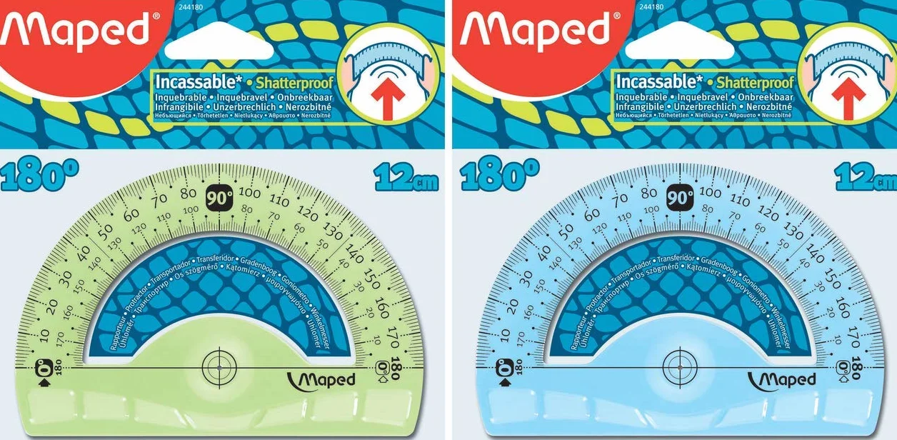 Maped 244180 Kątomierz półkolisty Flex 180 stopni, 120 mm, posortowany kolorystycznie