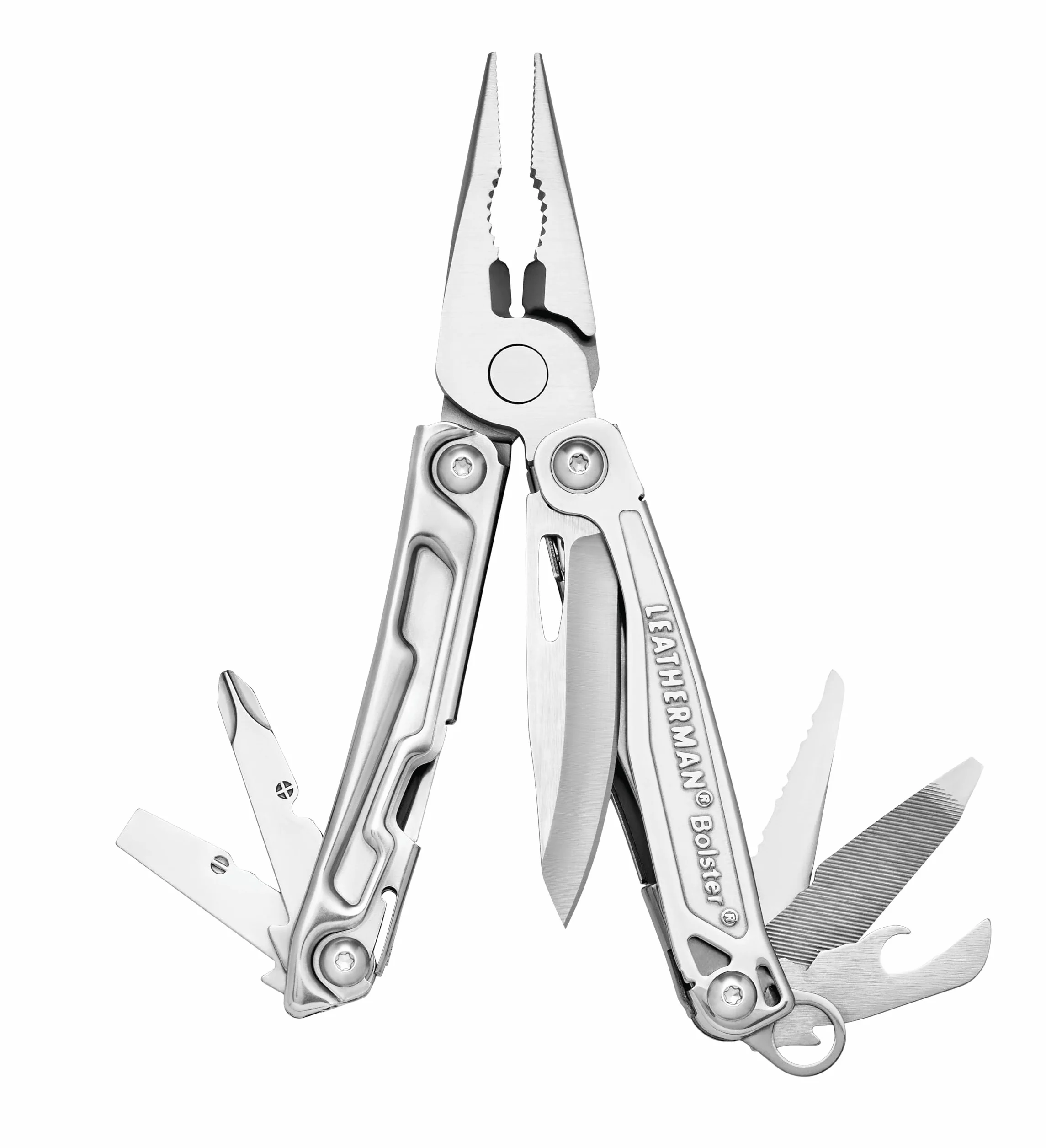 Leatherman Multitool Bolster 13 w 1 - z Pincetami, Nożem 420HC, Klipem do Kieszeni, Lekka Stal Nierdzewna