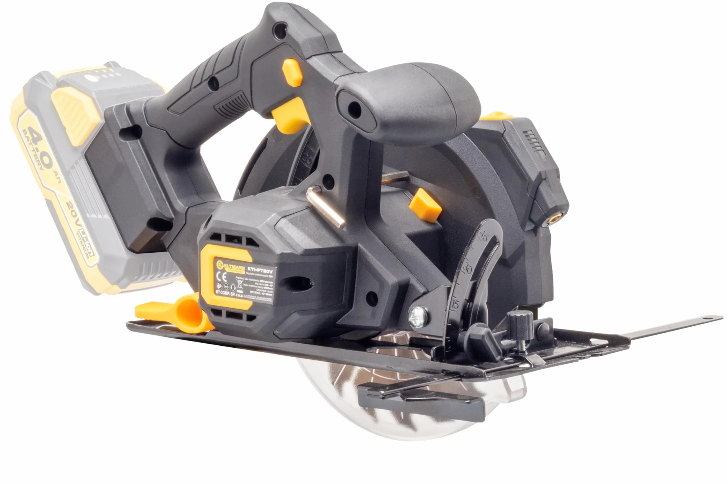 Pilarka tarczowa Kaltmann TITANIUM KTI-PTA20V | 20V | 4300 obr/min | Tarcza 165 mm | Wskaźnik laserowy | Głębokość cięcia 55 mm | Body – bez akumulatora i ładowarki