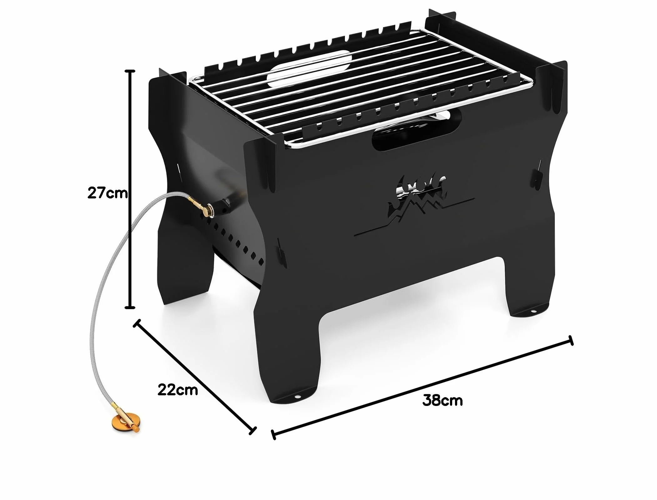COSTWAY 2w1 Grill na Węgiel Drzewny i Gazowy, Przenośny Palenisko ze Stali Nierdzewnej z Torbą