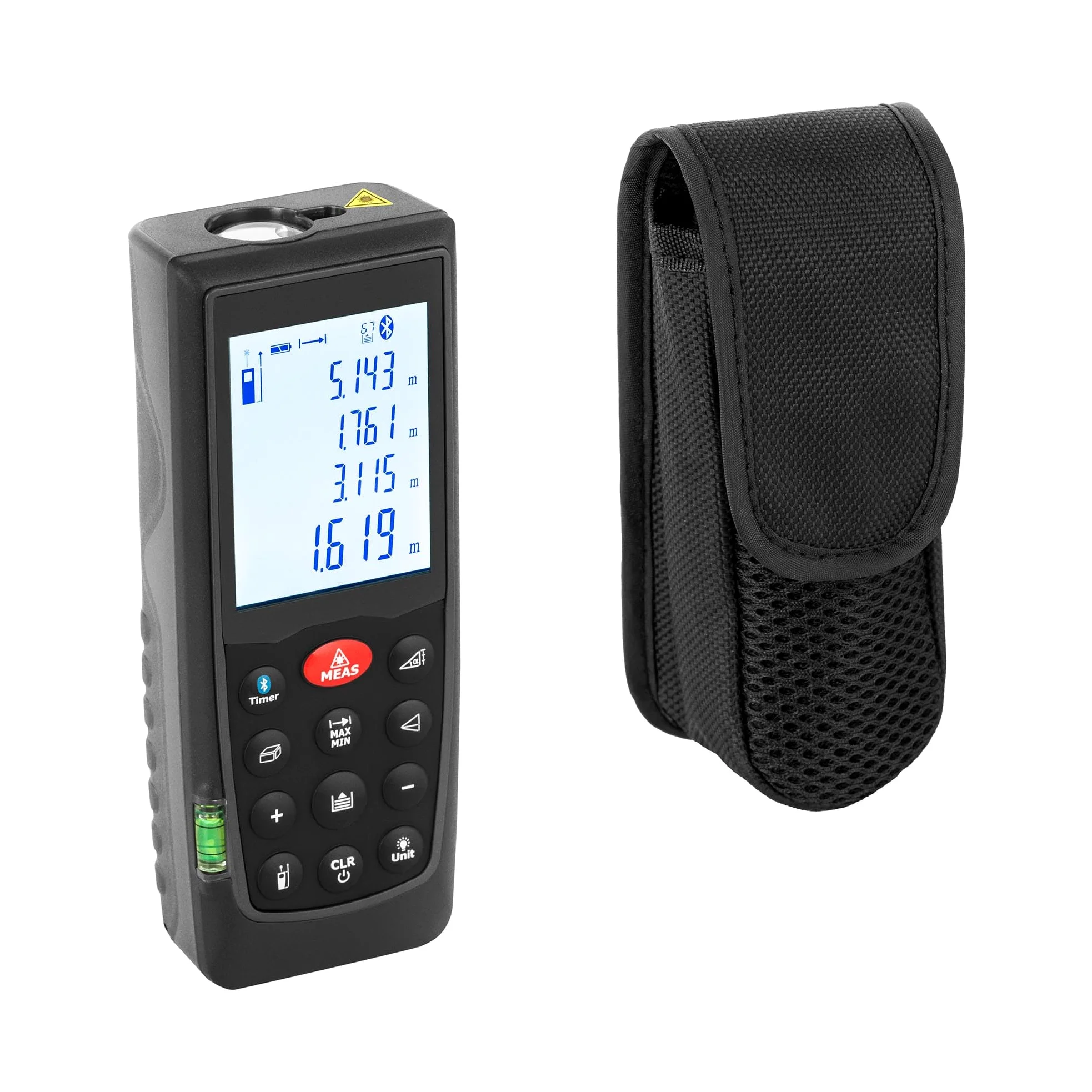 Steinberg Systems Dalmierz laserowy z jasnym wyświetlaczem LCD do 70 m i dokładnością 1,5 mm m, ft, w Bluetooth IP54, 20 miejsc pamięci, laserowy miernik odległościomierza z laserowym pomiarem