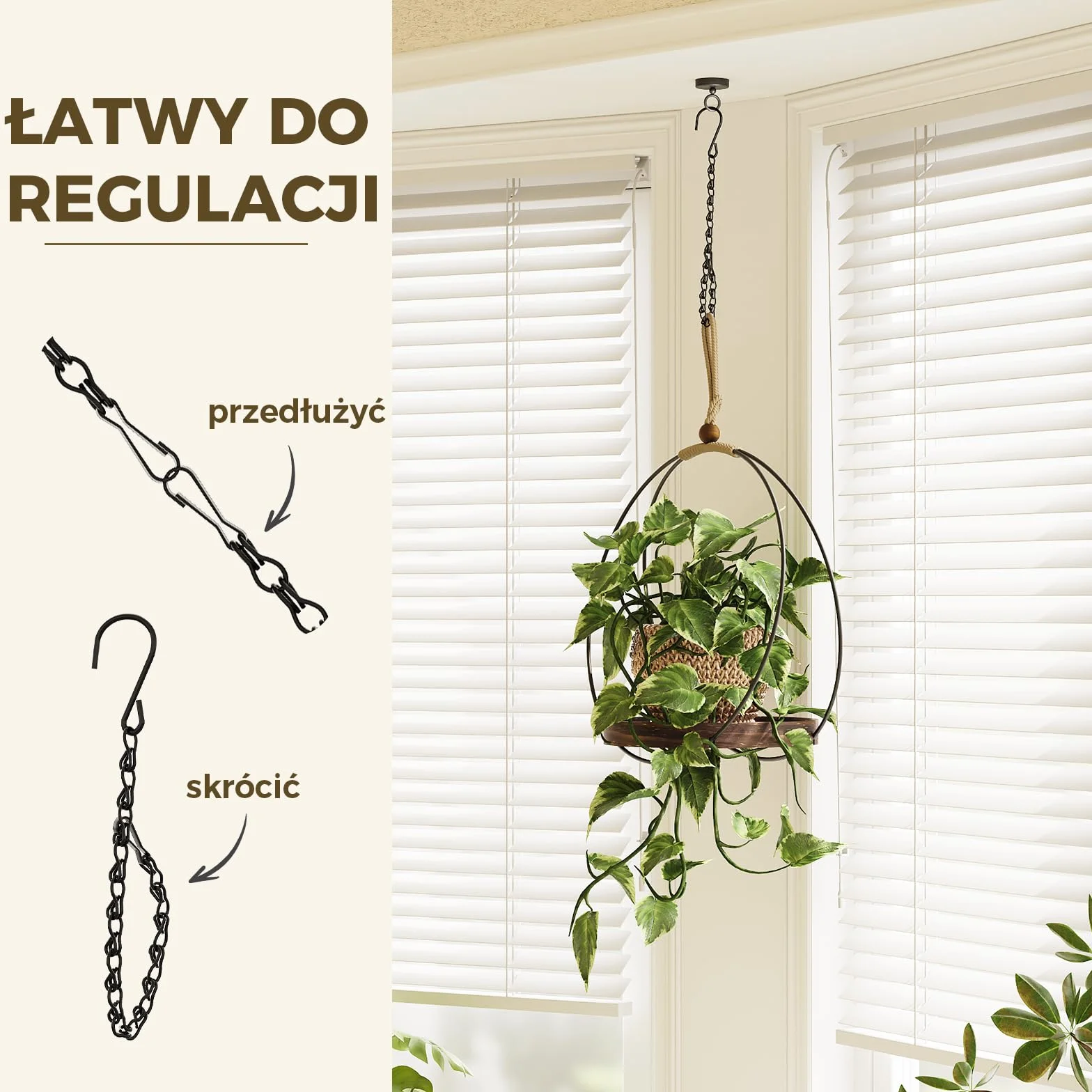 Bamworld 12 Szt. Wieszaków 35 cm Czarne Łańcuchy z Hakami Sufitowymi