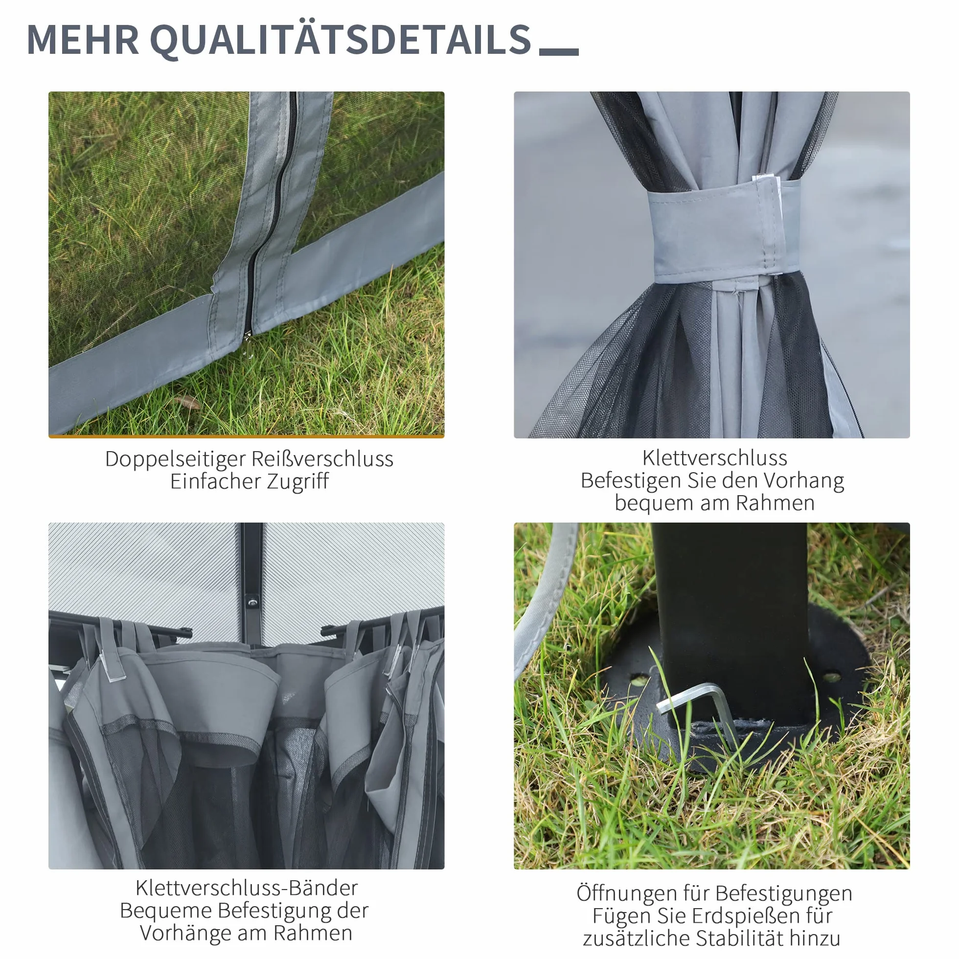 Outsunny pawilon 3 x 3 m pawilon ogrodowy namiot imprezowy z panelami bocznymi dach PC aluminium kolor ciemnoszary