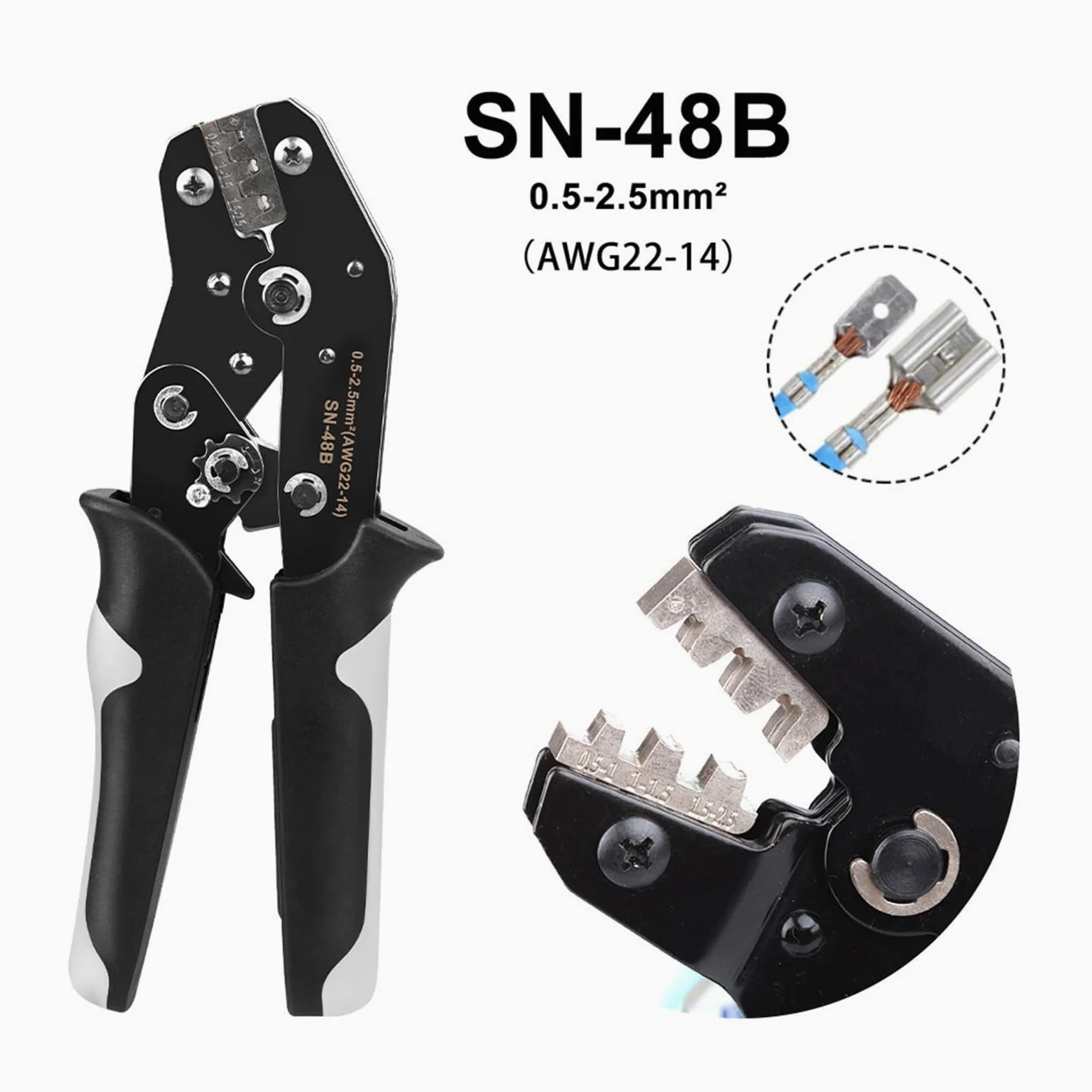 Szczypce Do Zaciskania Drutu 0,5-2,5 Mm2 20-13AWG Skrzynki TAB 2.8 4. 6.3 SM2. XH2.54 Zestawy Zacisków Elektryczne Narzędzia Ręczne Precyzyjny, OszczęDzająCy Pracę(SN-28B 1550PCS460PCS)