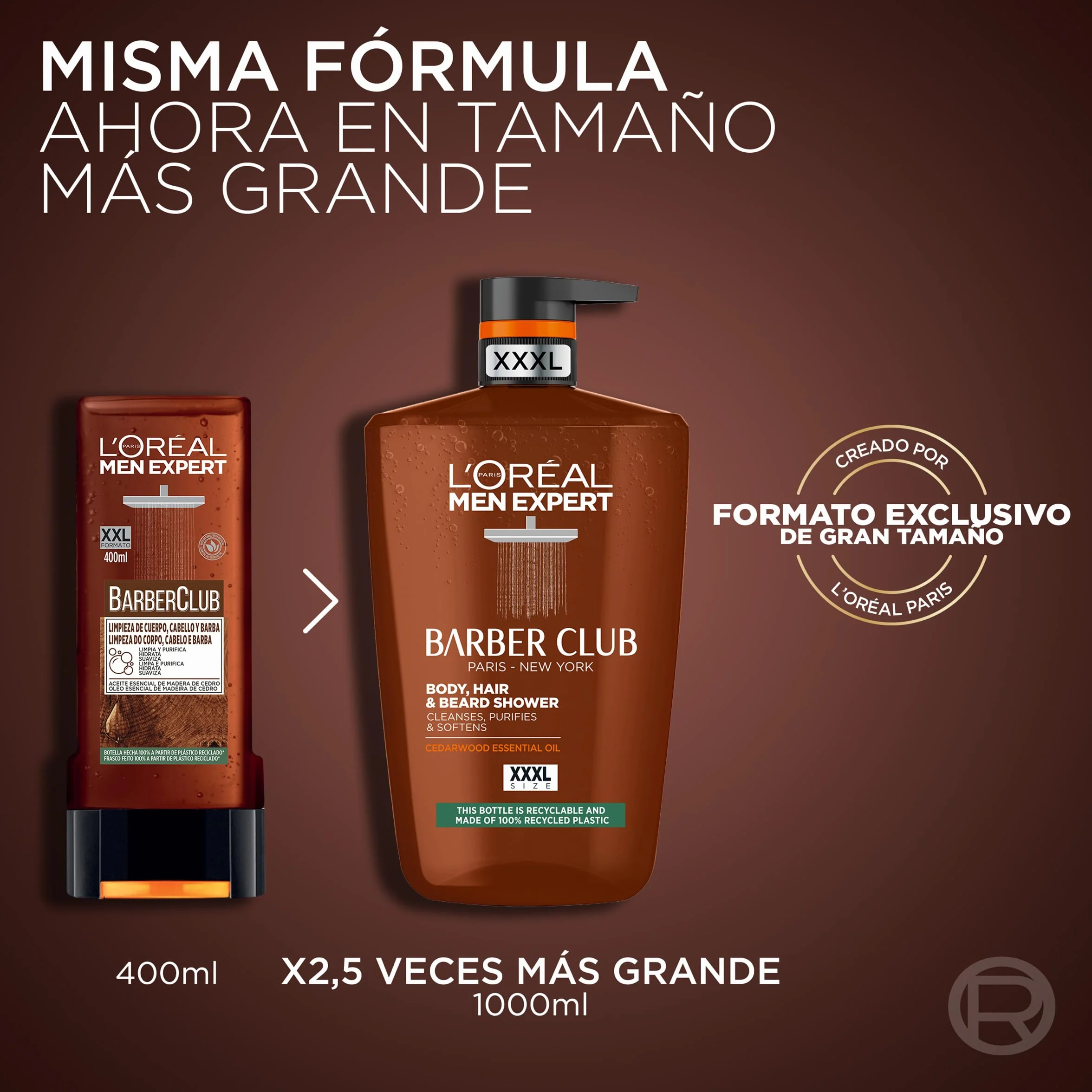 L'Oréal Men Expert żel pod prysznic Barber Club zawierający olejek z drewna cedrowego zapewniający oczyszczenie, odżywienie i nawilżenie brody, skóry i włosów