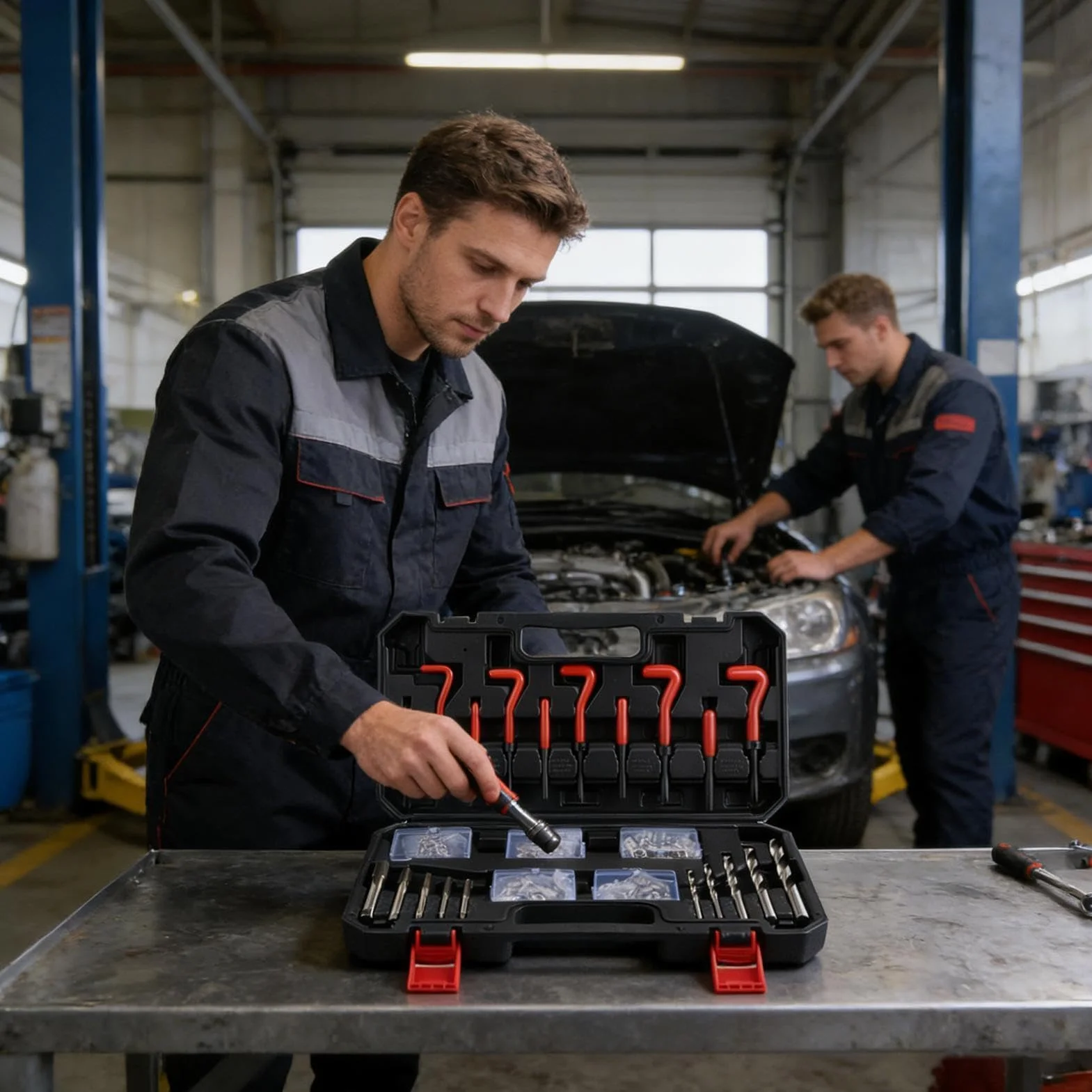 Komplet do Naprawy Gwintów Samochodowych 131-częściowy Zestaw do | Zestaw Naprawczy Gwintów do Samochodów Dla Mechaników Techników Pasjonatów Majsterkowiczów Wars