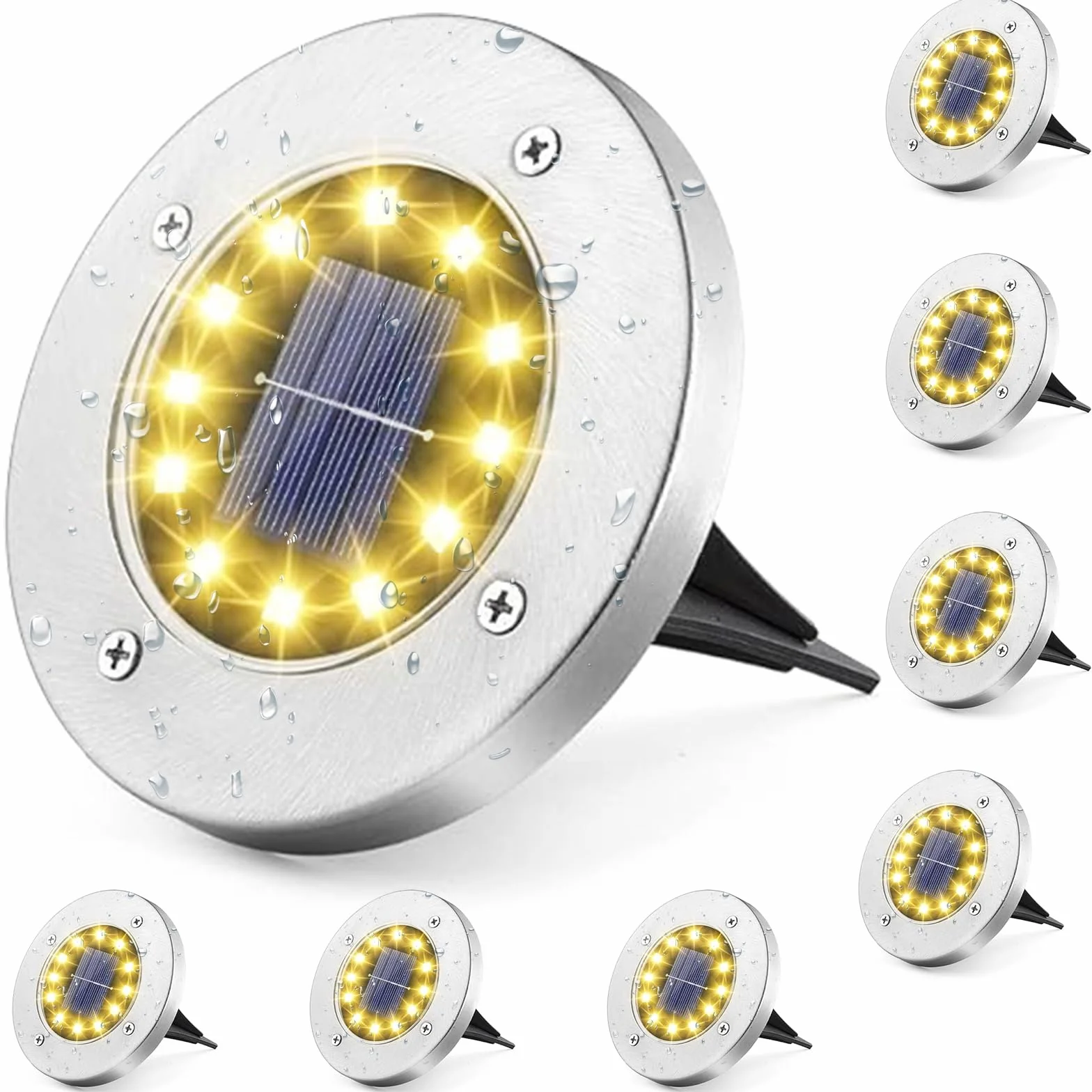 Zewnętrzne światło słoneczne, 8 sztuk, 12 diod LED, dekoracyjne światło IP65, wodoodporne oświetlenie solarne, idealne do ogrodu, podwórka, trawnika, parku, patio