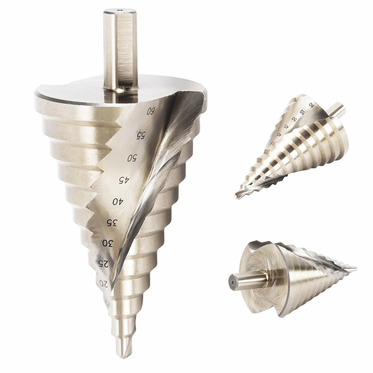 Wiertło stopniowe 6-60 mm HSS rowek spiralny wiertło do metalu do płyt żelaznych, płyt PCW, płyt izolacyjnych itp