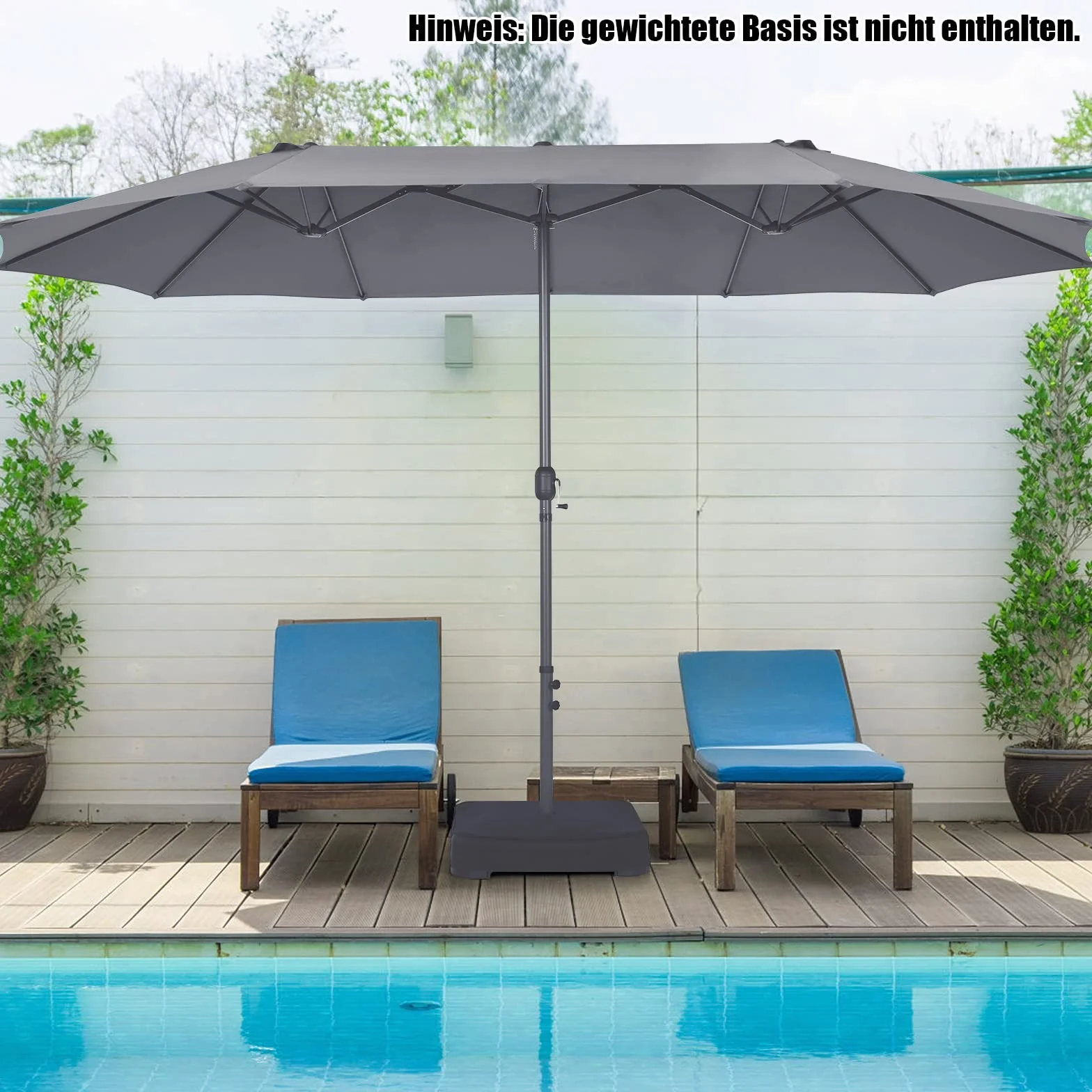COSTWAY Podwójny parasol przeciwsłoneczny 470 x 280 cm duży rozmiar XXL ochrona UV parasol ogrodowy z korbą ręczną
