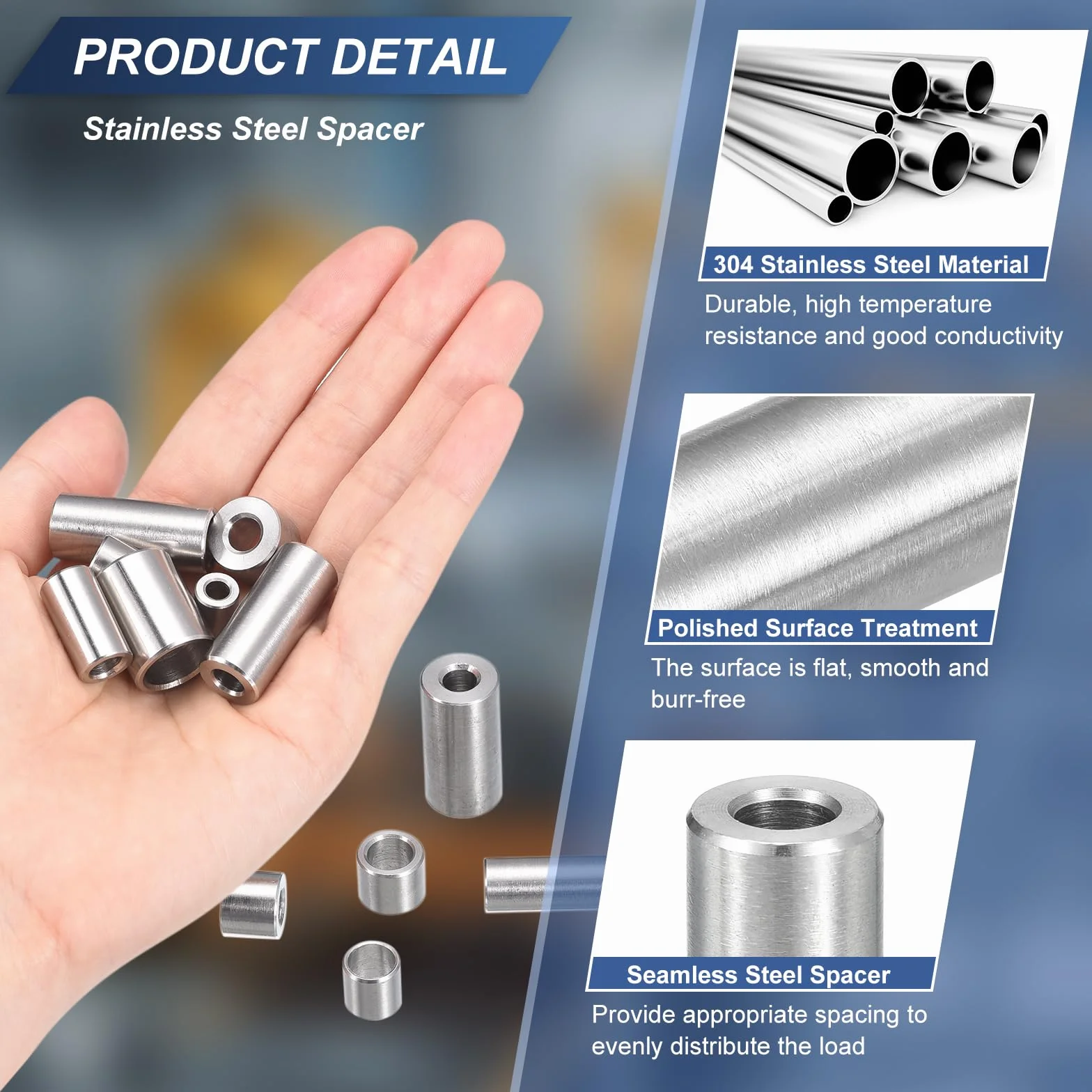 QUARKZMAN 10 sztuk dystansów ze stali nierdzewnej, 5 mm ID x 10 mm OD x 3 mm 3 mm niegwintowany mosiężny separator śrubowy okrągły szczelina do śrub nakrętek 3/16" lub M5
