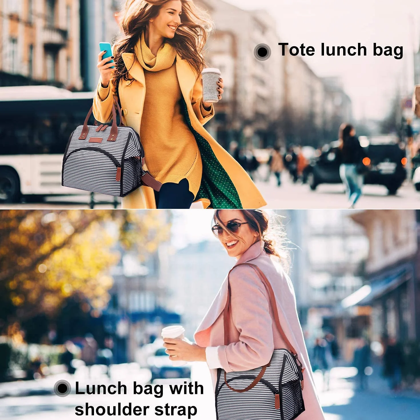 Torba chłodząca, 13 l, torba na lunch, wodoszczelna i zabezpieczona przed wyciekiem, składana torba termiczna, torba piknikowa do transportu żywności, na plażę, piknik, wycieczki, barbecue (paski)