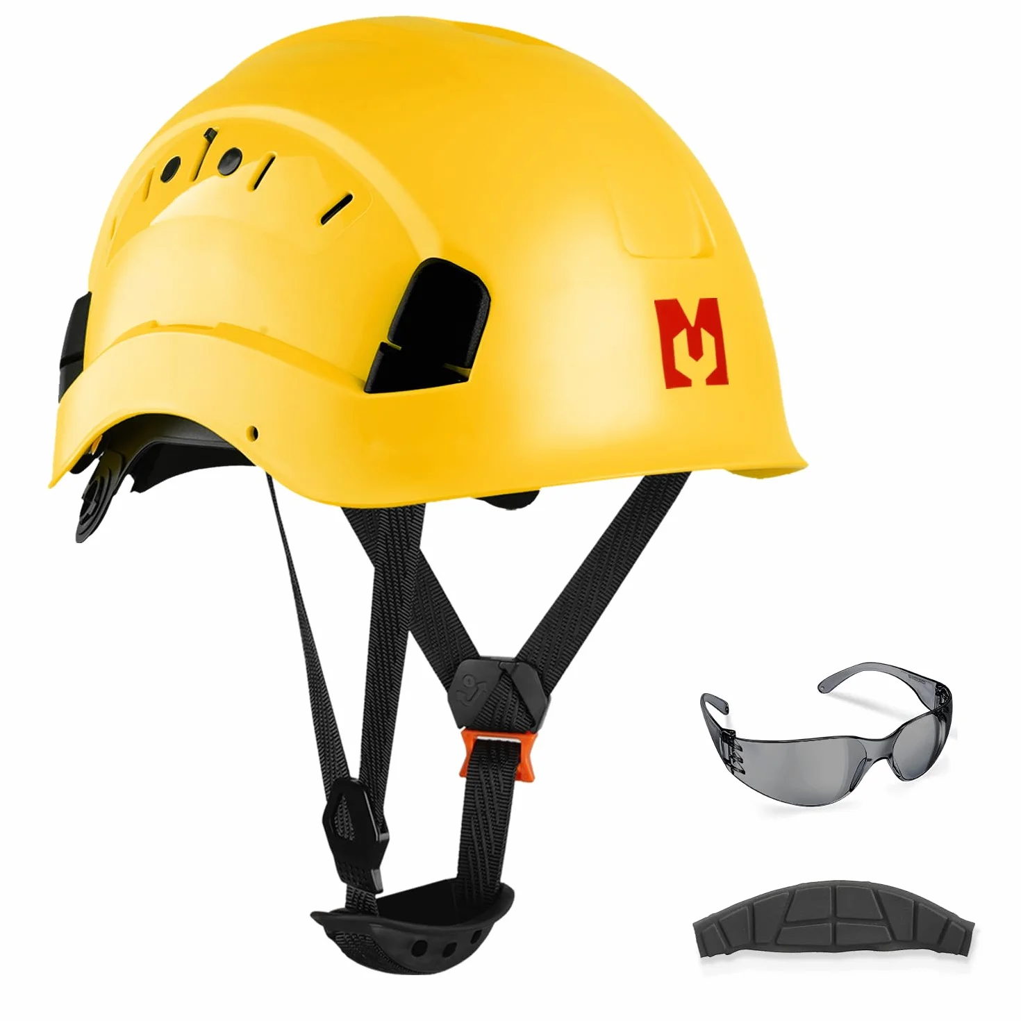 Twardy kask budowlany z przeciwmgielnymi okularami ochronnymi z grzechotką 53-63 cm do rusztowań, budownictwa i handlowców EN 397