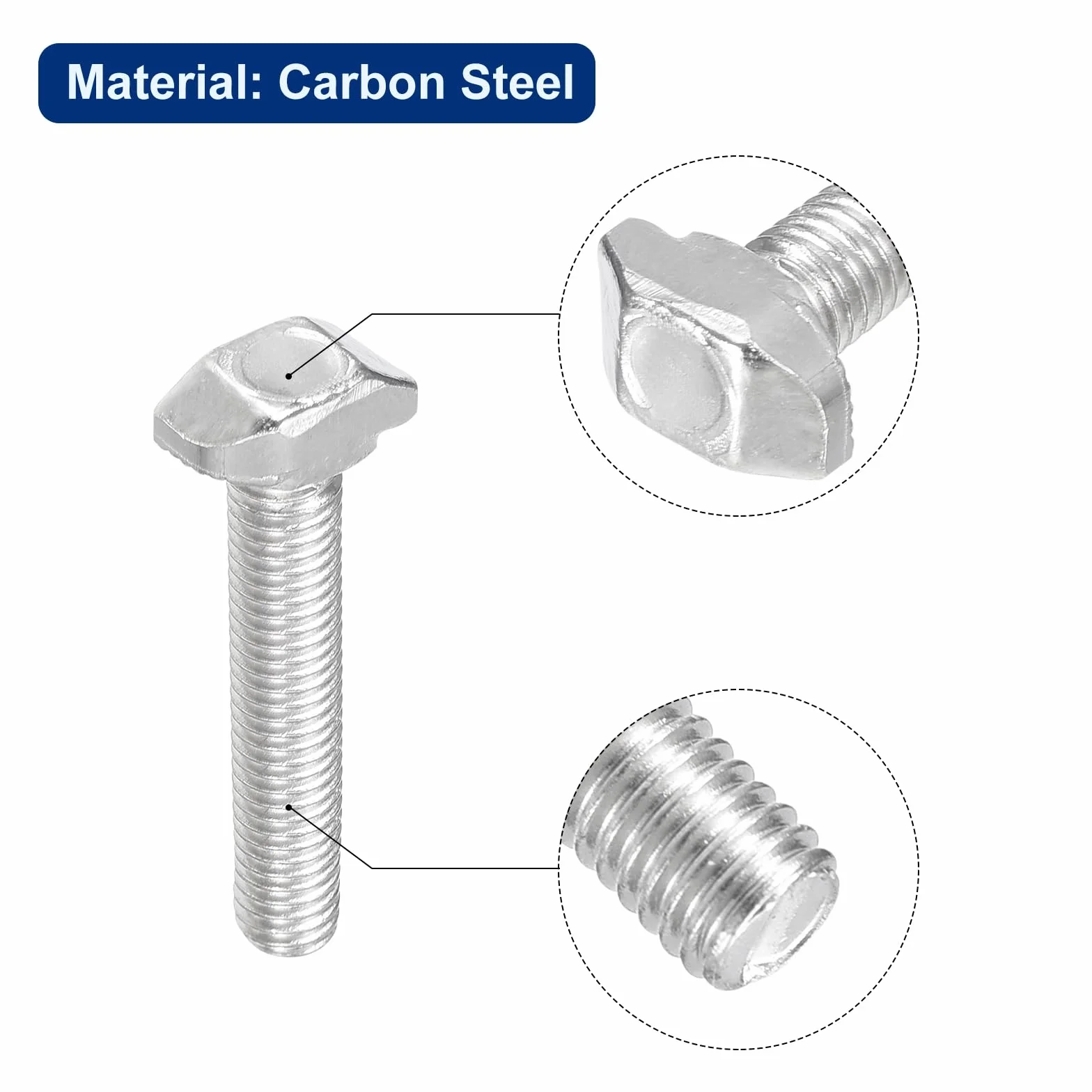 QUARKZMAN 30 sztuk śrub T-Slot, M5 x 30 mm Śruba łba młotek T śruba upuszczająca do profilu wytłaczanego aluminium 2020 seria, niklowana stal węglowa, srebrny
