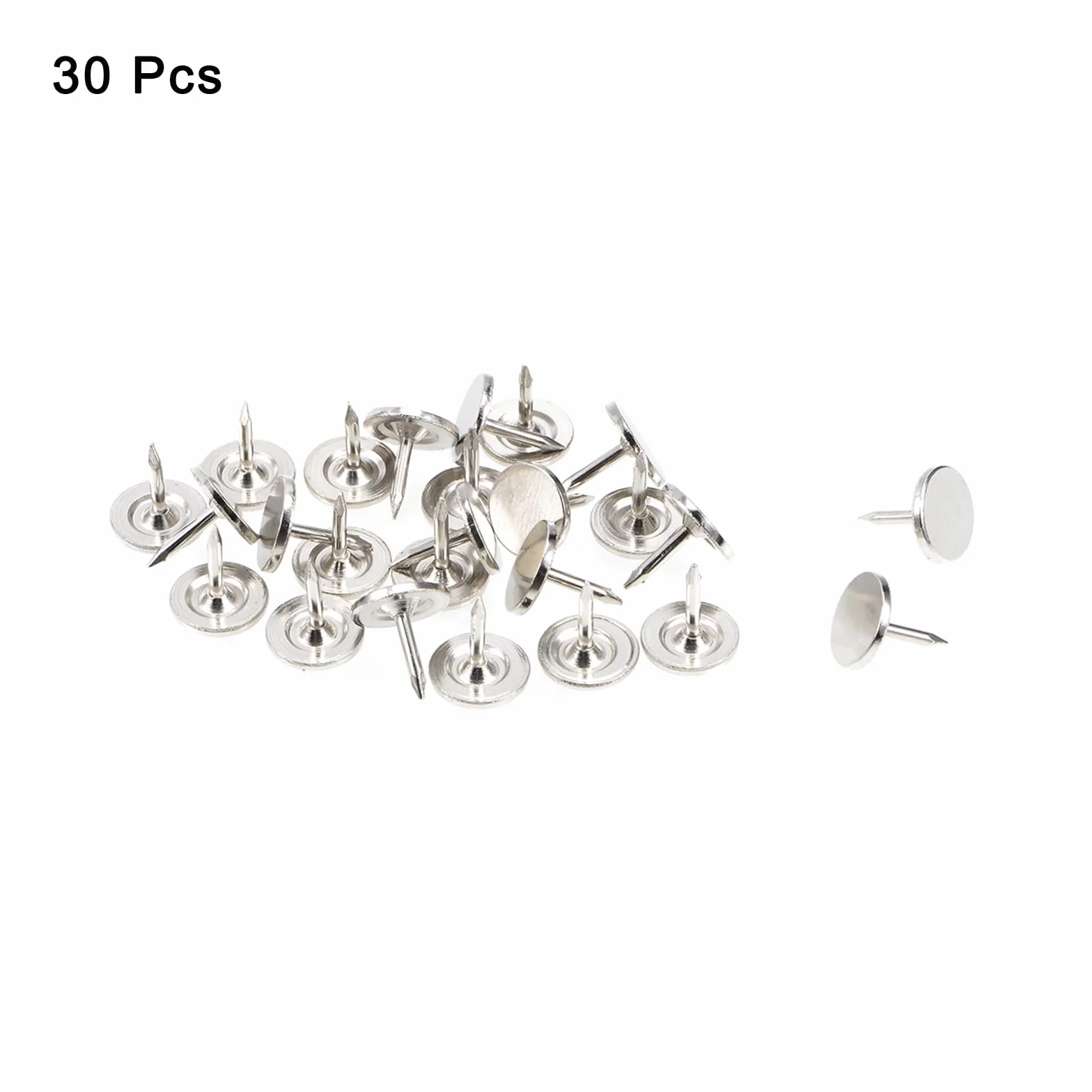QUARKZMAN 30 szt. Gwoździe tapicerskie, płaska głowica 9,5 mm x 10 mm, dekoracyjne gwoździe meblowe, szpilki meblowe, sofy, zagłówki, srebrne