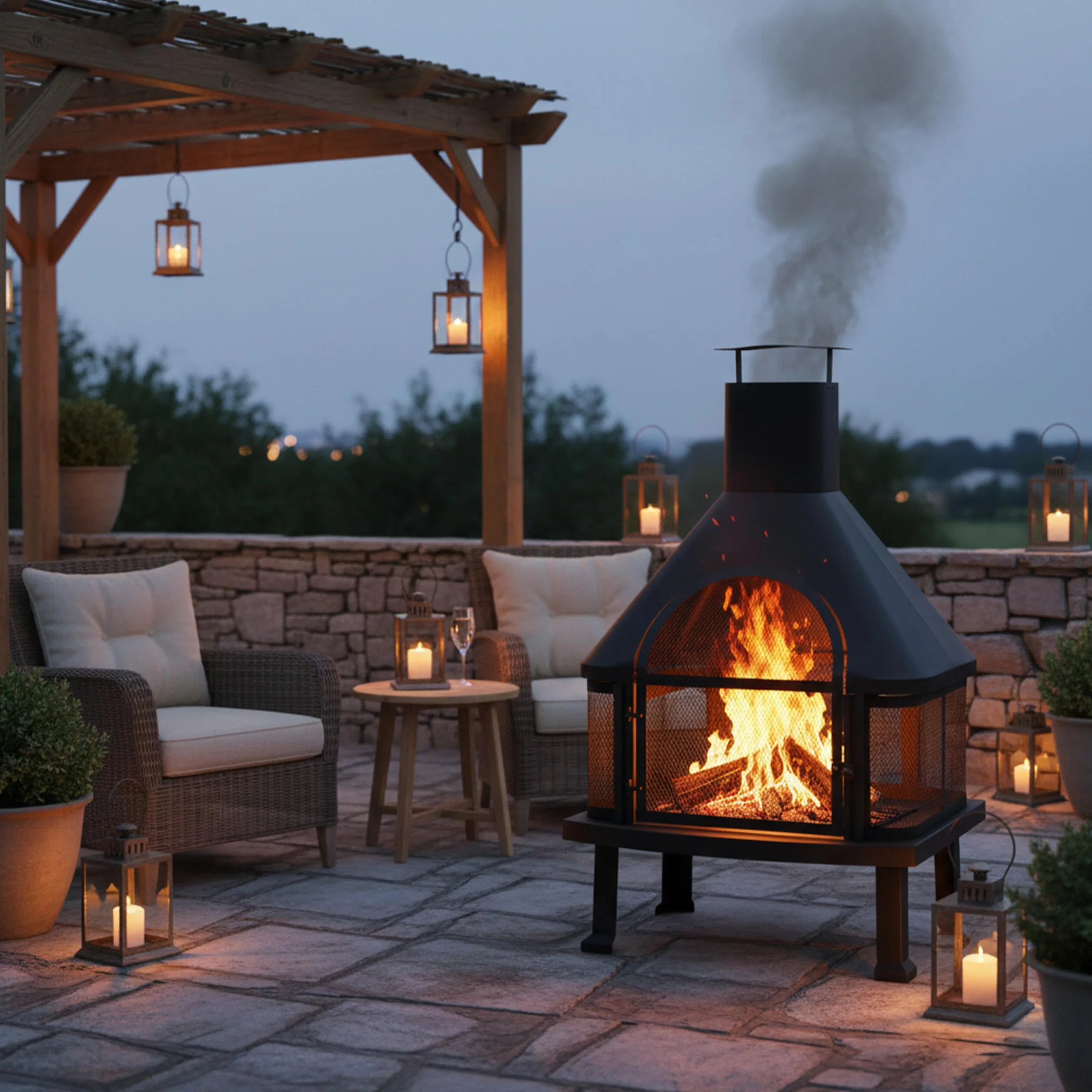 Relaxdays ‎10026555 Piec Tarasowy z Grillem, Czarny, 110 x 63 x 51 cm