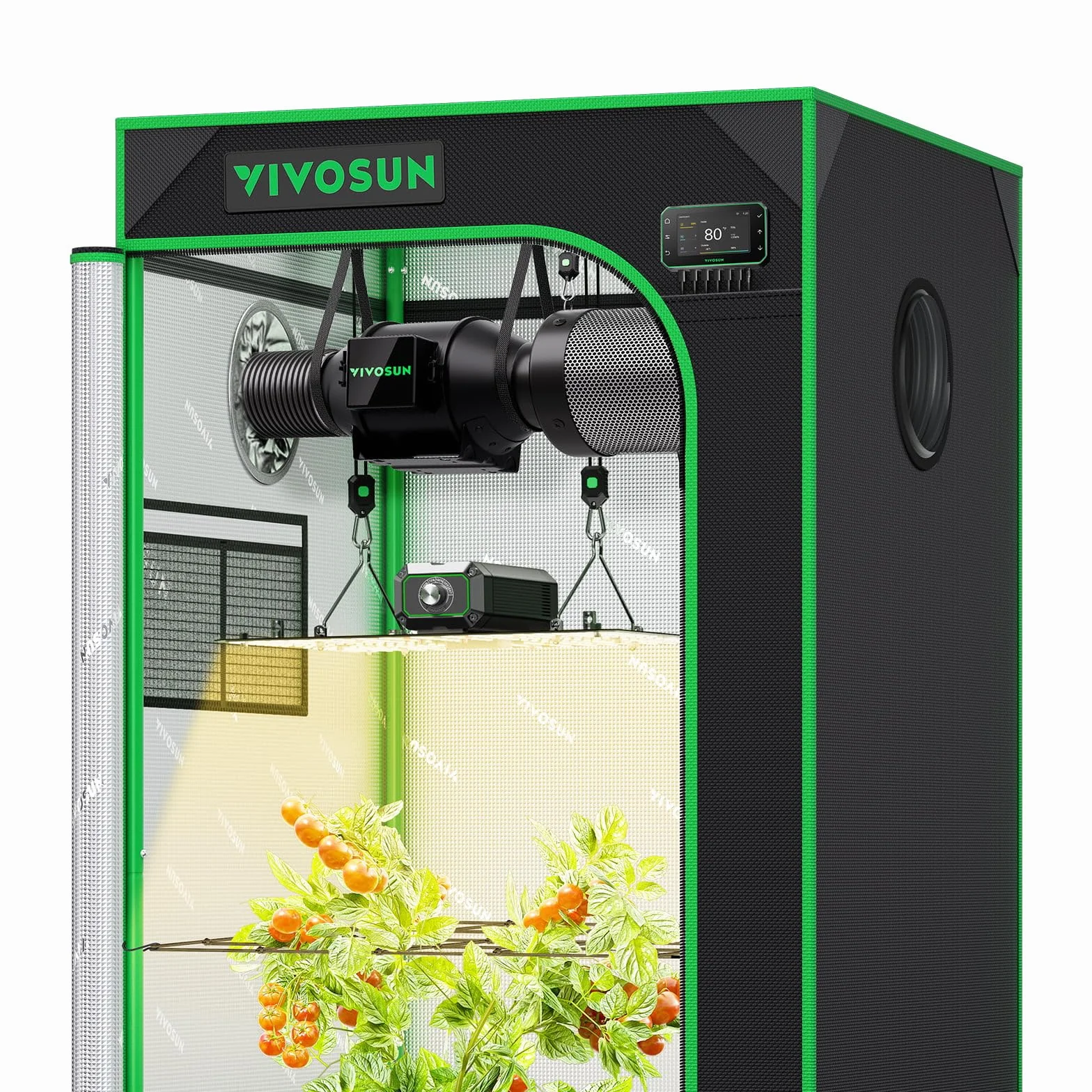 VIVOSUN Inteligentny system namiotów do uprawy roślin 60x60x120 cm, WiFi, automatyczna wentylacja, 100 W LED, GrowHub E42A+