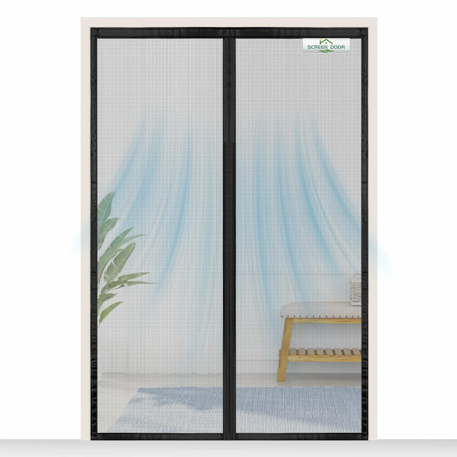 SCREEN DOOR Moskitiera do drzwi okiennych 160 x 220 cm, wysokiej jakości moskitiera, ochrona przed owadami, łatwa instalacja - czarna