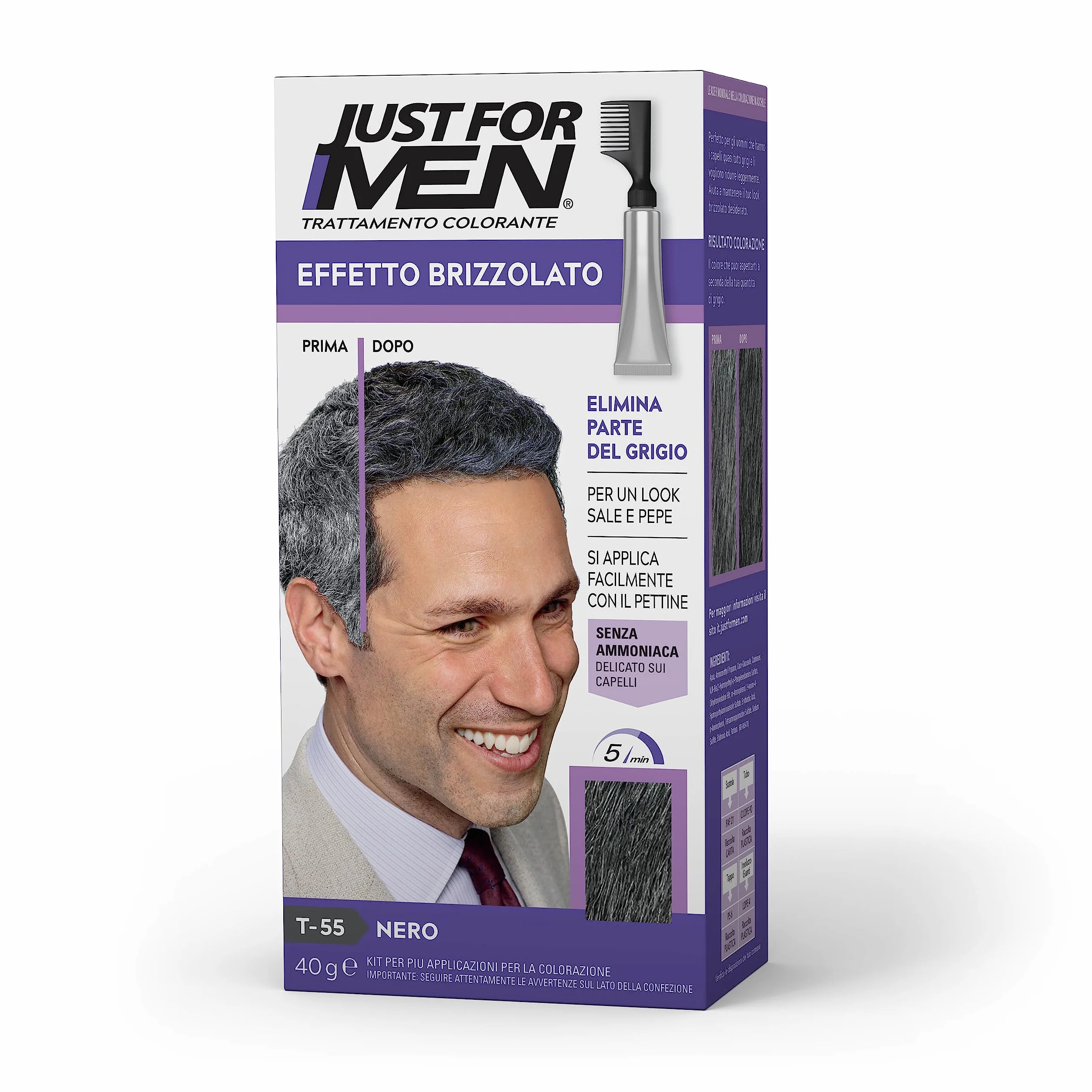 Just For Men Touch Of Grey Farba do Włosów dla Mężczyzn, T55 Czarny, 10 g