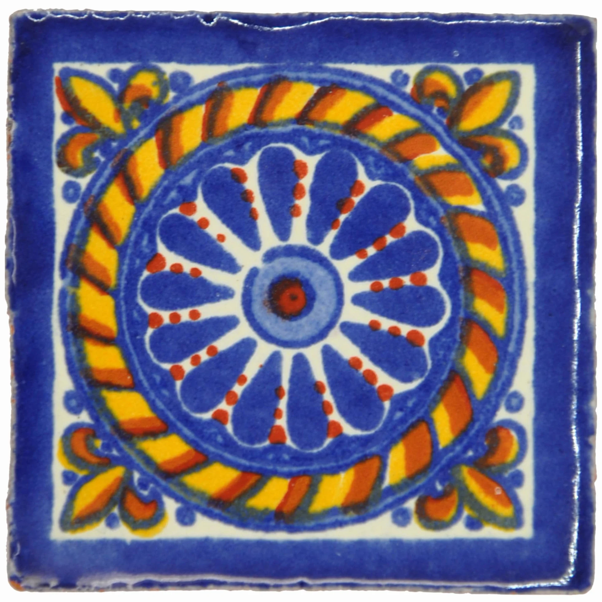 Tumia LAC Ceramiczna płytka meksykańska - 5 cm - ręcznie robiona i etycznie wymieniana pojedyncza płytka