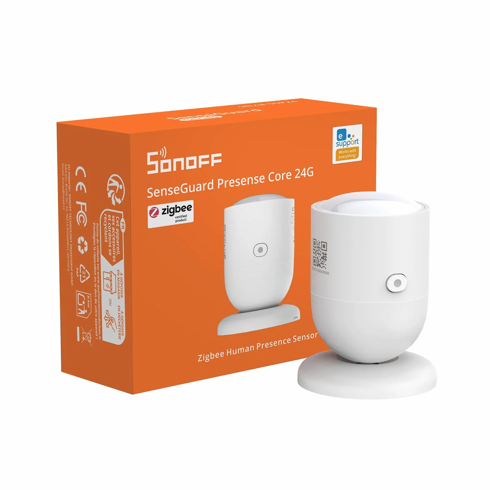 SONOFF SNZB-06P24 Czujnik Obecności Zigbee 24GHz, Czujnik Ruchu z Czujnikiem Światła, Detekcja Strefowa, Adaptacyjna Kalibracja, Kompatybilny z Home Assistant, Alexa i SmartThings (Wymagany Hub)