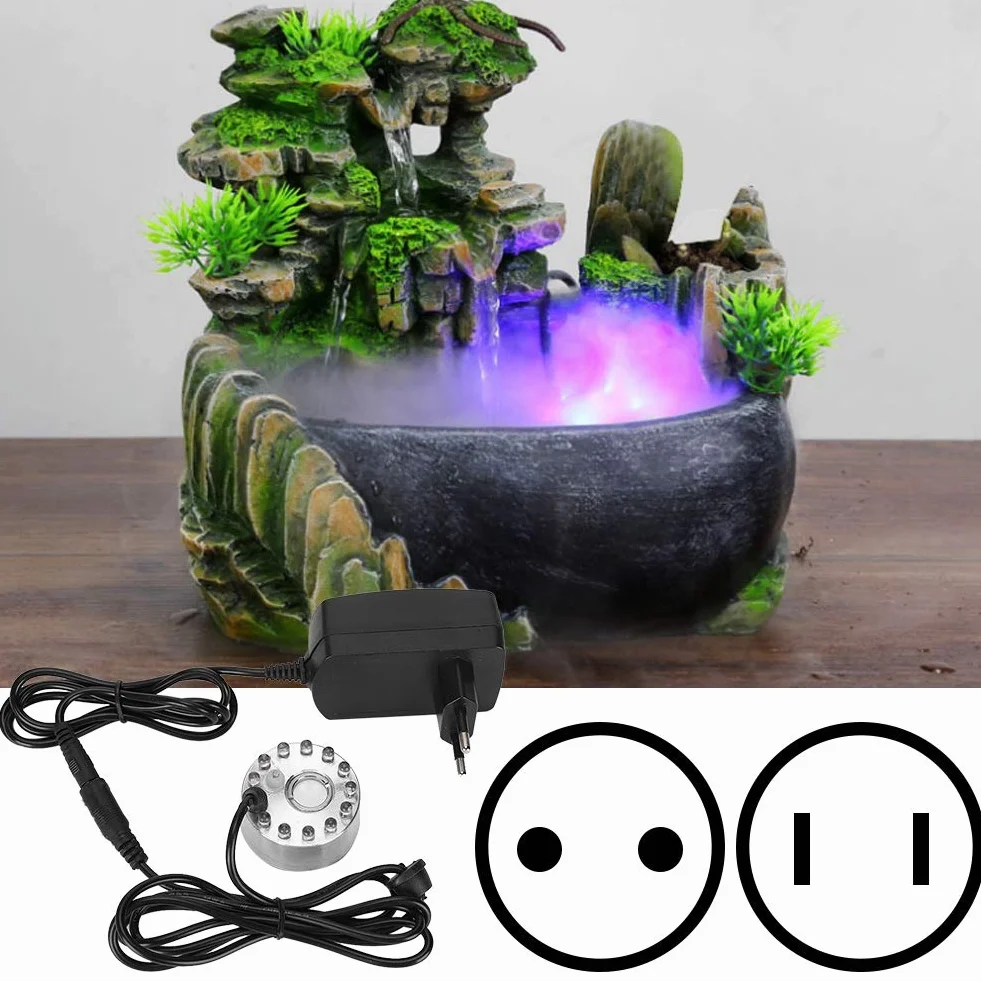 Mist Maker Rozpylacz Fontanna Wody z 12 Światłami Dekoracja Stawu