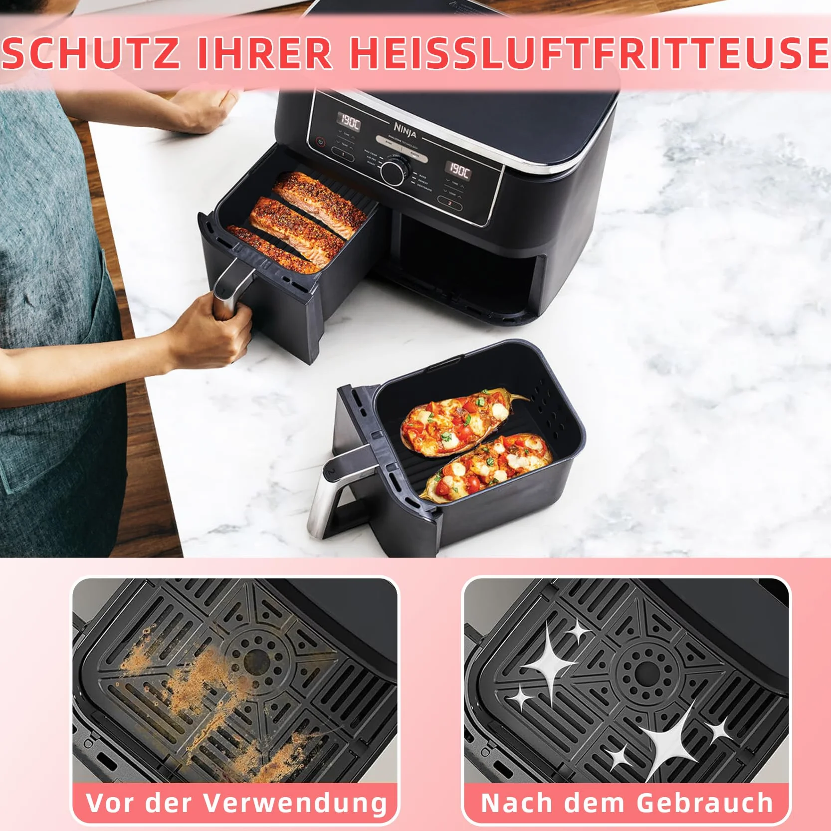 Silikonowa forma do frytkownicy na gorące powietrze Ninja Double Stack XL SL400EU Foodi Max Dual Zone AF400EU AF300EU 7,6 9,5 l Akcesoria Airfryer