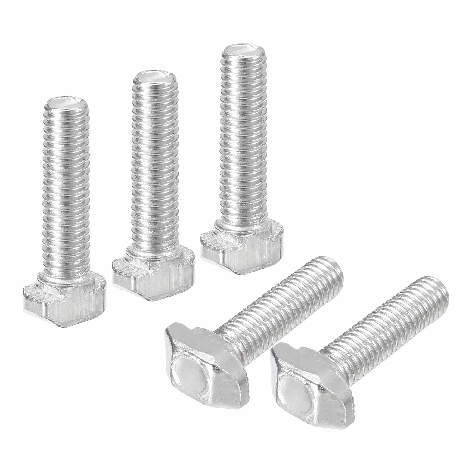 QUARKZMAN 40 sztuk śruby T-Slot, M5 x 25 mm Śruba z łbem młotkowym T Pin do profilu aluminium serii T 2020, niklowana stal węglowa, srebrny