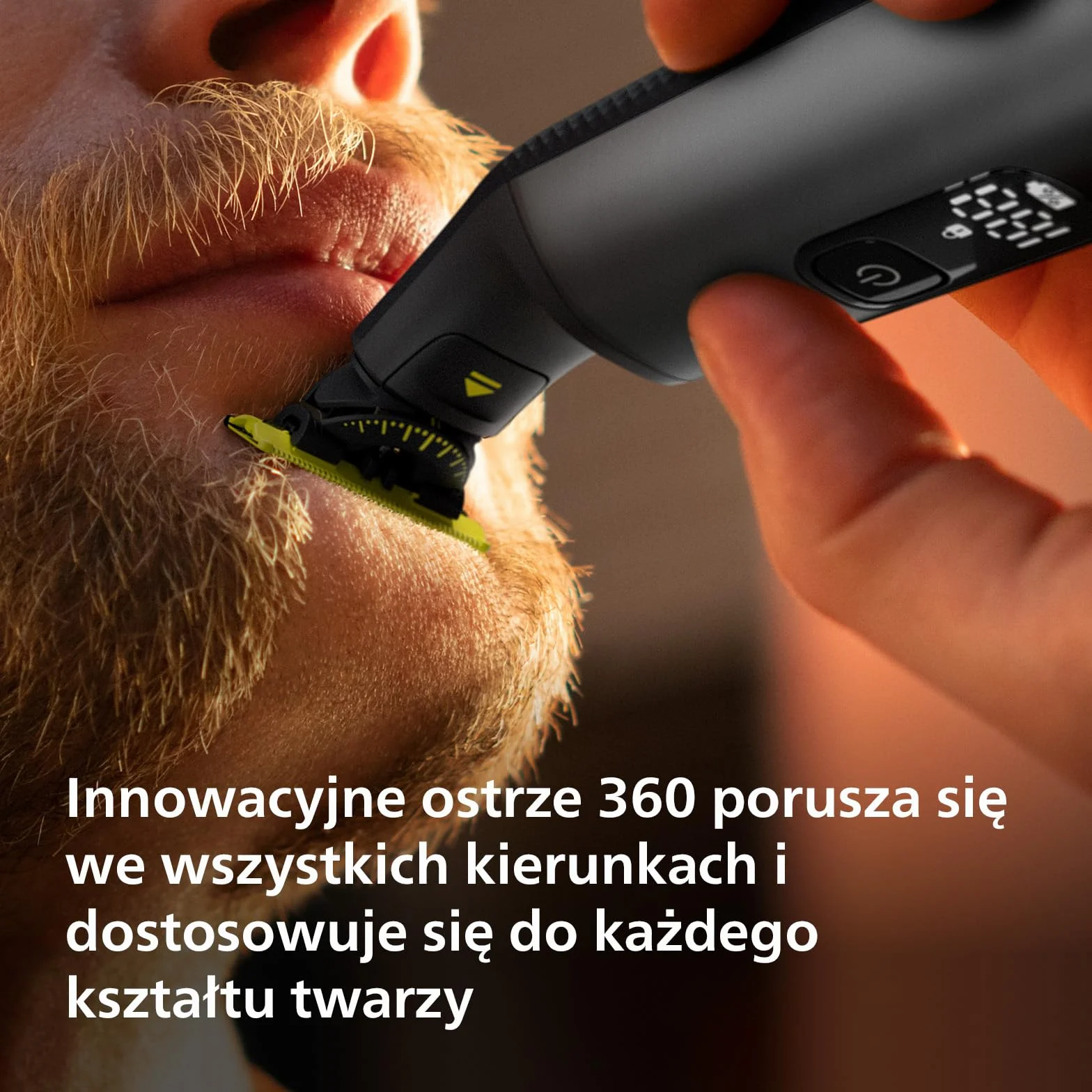 Autentyczny Philips OneBlade Pro 360 — Golarka do twarzy i ciała, 1x ostrze 360, 1x nasadka grzebieniowa o 14 długościach, 1x zestaw do ciała, 1x podstawka ładująca, 1x etui podróżne (model QP6651/30)