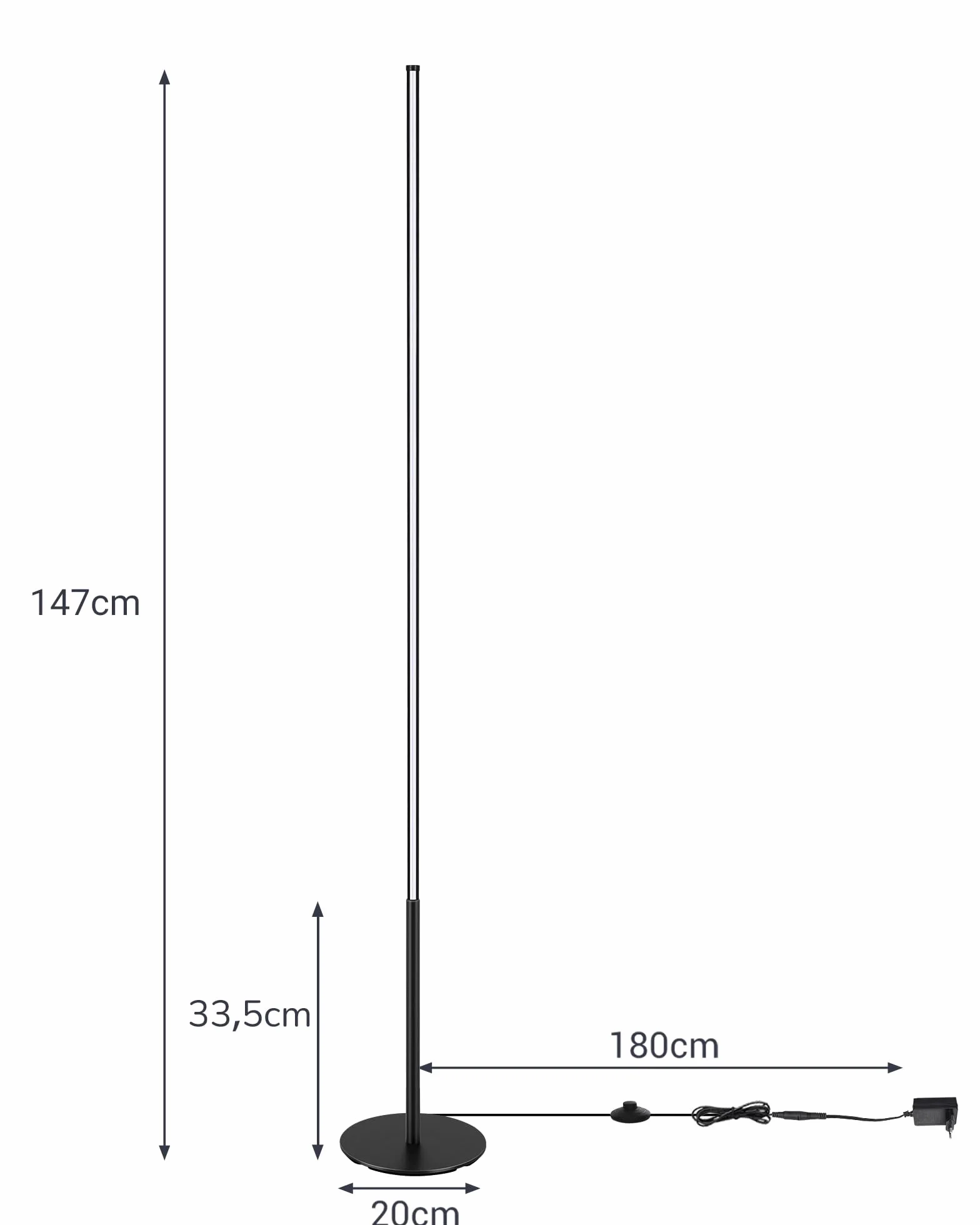 EDISHINE Lampa stojąca LED, 2 sztuki, ściemniana, minimalistyczna lampa narożna do salonu, nowoczesna lampa stojąca z przełącznikiem nożnym, 3000 K, ciepła biel, 146 cm, kolumna świetlna do sypialni