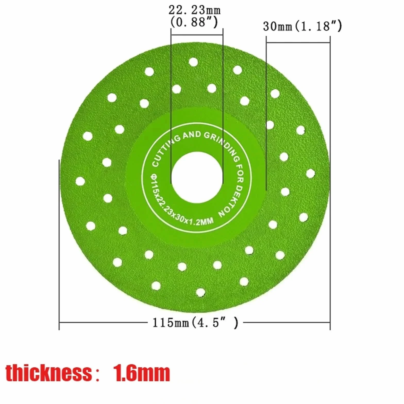 Tarcza do cięcia porcelany, Rockslab Diamentowa tarcza do cięcia/szlifowania Płytka stalowa Szkło ceramiczne 1 mm 7/8 cala Zielony 3/5/10 szt(One Size)