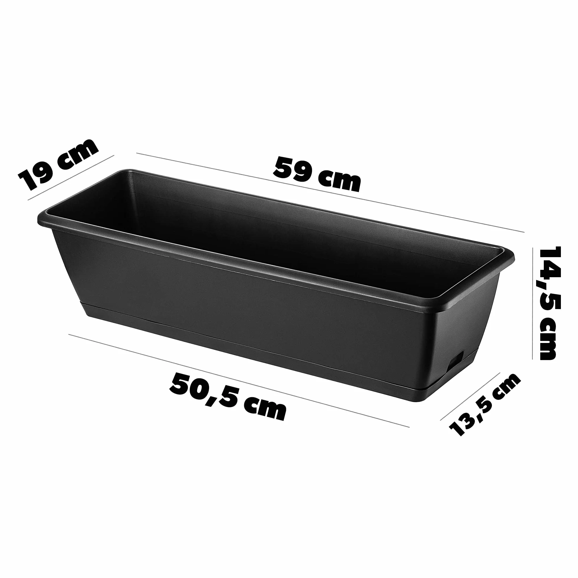 KADAX Skrzynka balkonowa 60 cm antracyt z podstawką odporna na warunki pogodowe