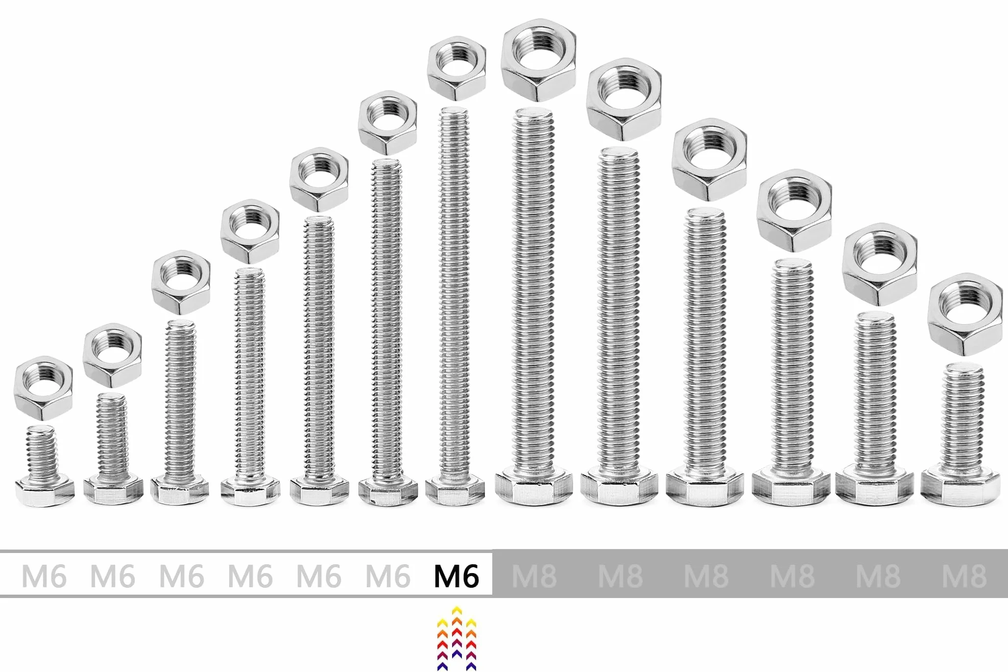 SWTYExt Śruby z łbem sześciokątnym M6 x 70 mm, śruby i nakrętka sześciokątna, zestaw DIN 933 / ISO 4017, śruby ze stali szlachetnej A2 V2A, śruby sześciokątne, gwint zewnętrzny śruby maszynowe (20