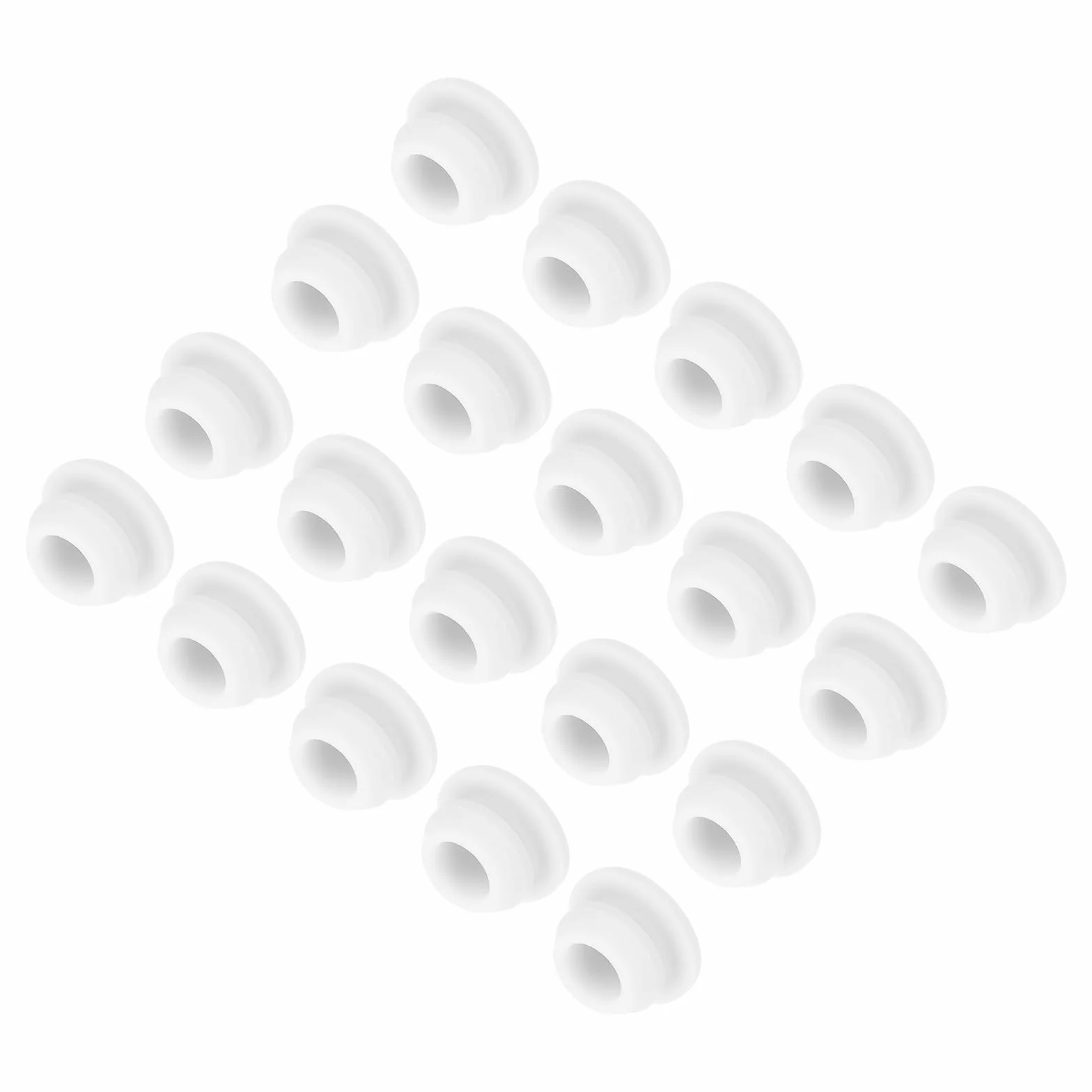 QUARKZMAN 20 sztuk silikonowych zaślepek do otworu zatrzaskowego, 8 mm / 0,3 cala, szerokość szczeliny, wąskie rowki, 2 mm, okrągła osłona na przelotki kablowe, białe
