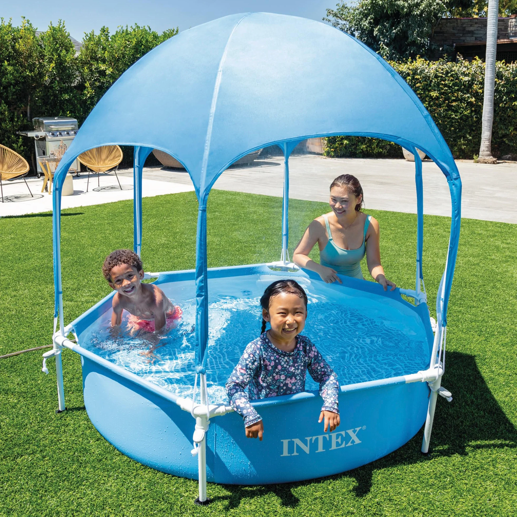 Intex Canopy Basen z Baldachimem z Metalową Ramą, Niebieski, 1,83 m x 38 cm