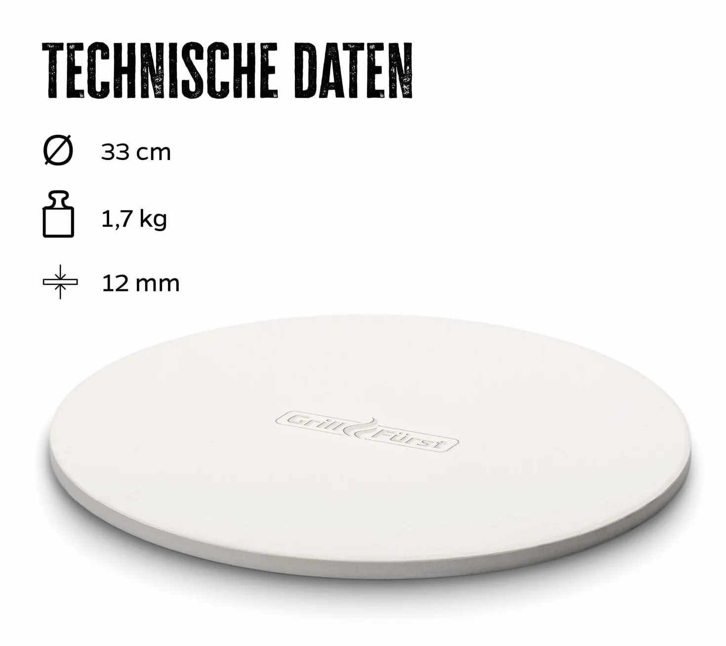 Grillfürst Okrągły kamień do pizzy z kordierytu Ø 33 cm do grilla i piekarnika