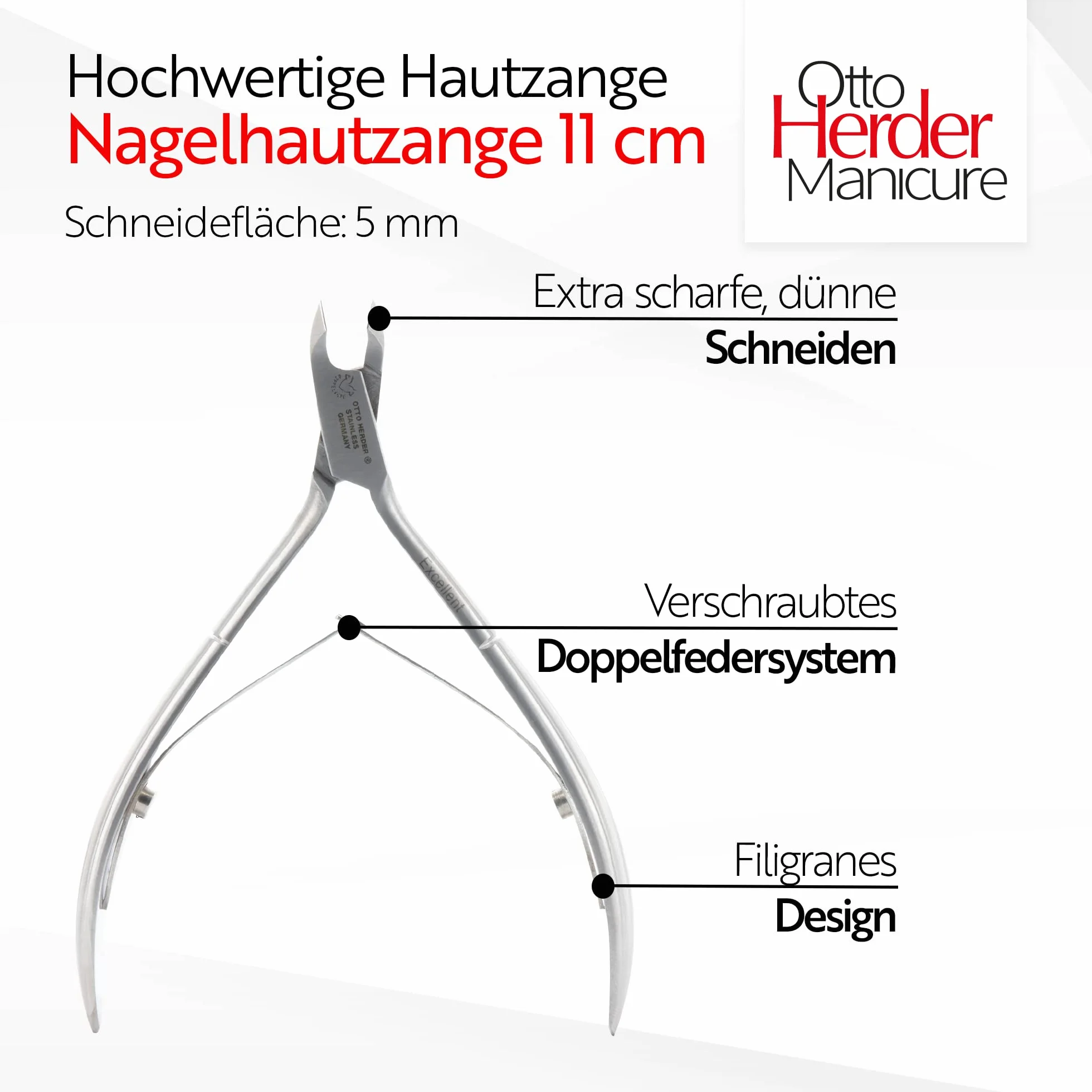 Otto Herder Manicure szczypce do skórek Schneider wysokiej jakości klips do skórek ze stali nierdzewnej z ostrym ostrzem przeciwko überstehende skórek Made in Solingen