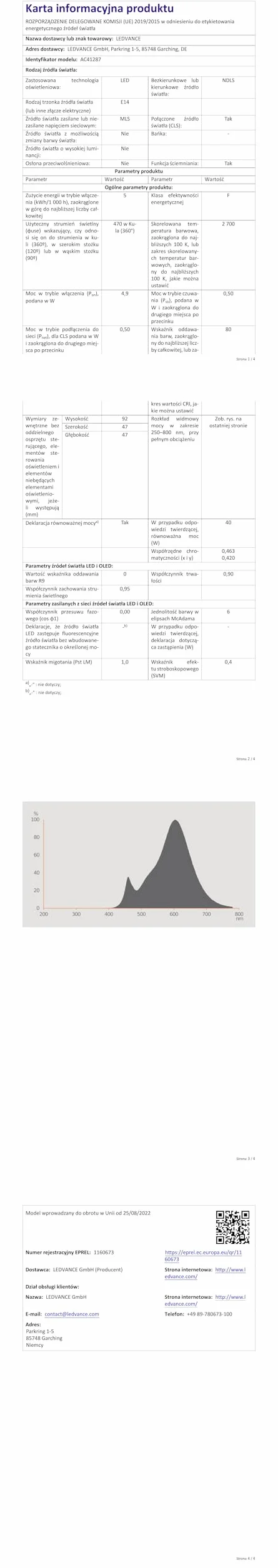 OSRAM Żarówka SMART Zigbee w klasycznym kształcie mini kuli, P40 ściemnialna, 4,9 W, matowa, E14, w kolorze białym, ochrona IP20, do ogólnego oświetlenia prywatnego i komercyjnego