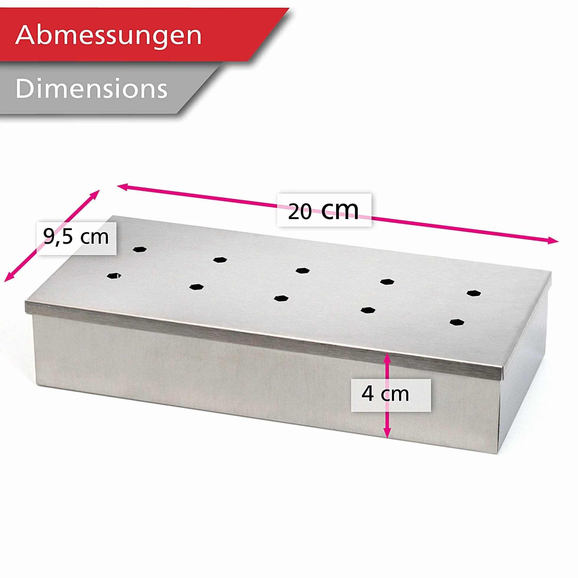 Wenco Pudełko wędzarnicze 20 x 9,5 x 4 cm stal nierdzewna do grilla gazowego i węglowego