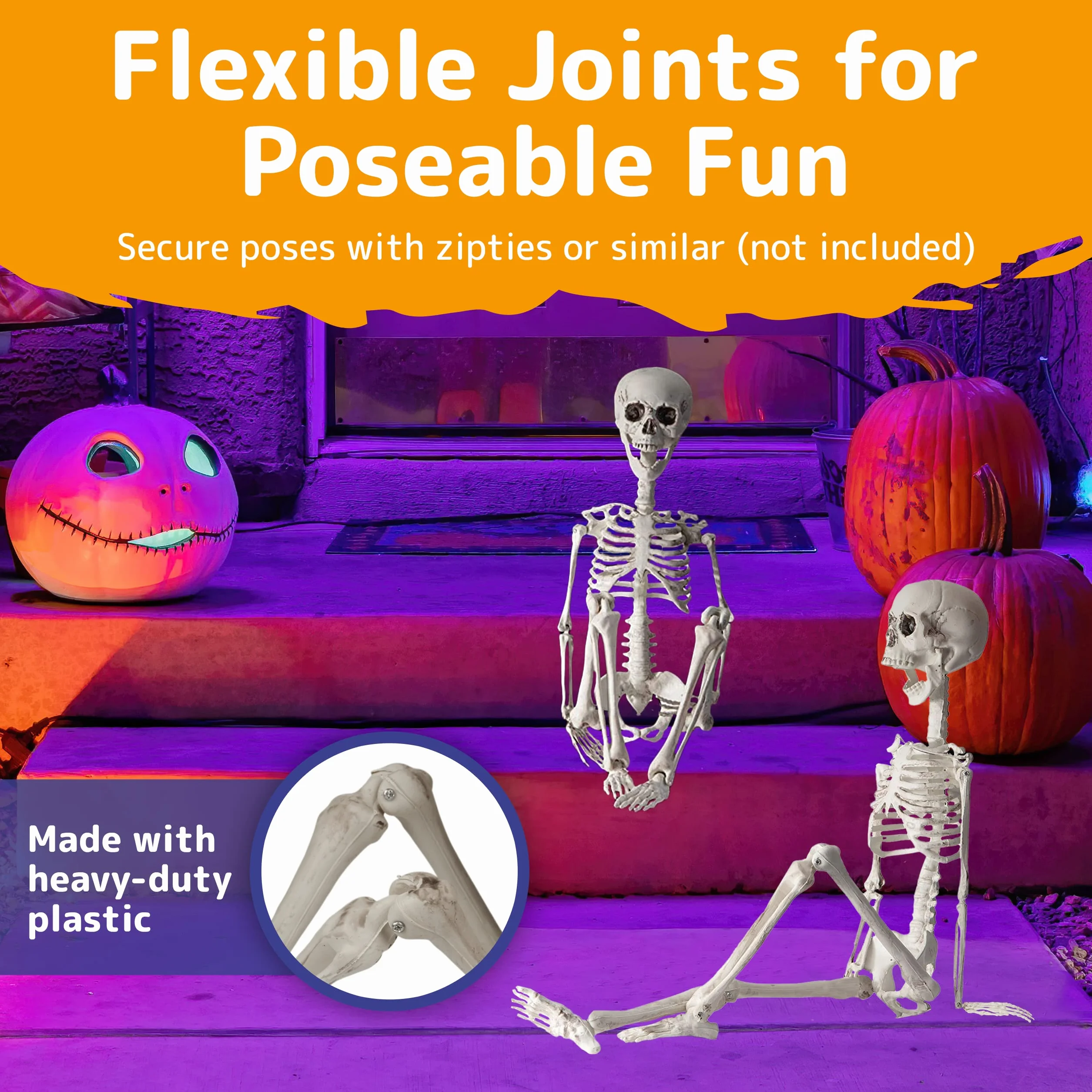 Prextex Szkielet na Halloween 76 cm z ruchomymi przegubami dekoracja