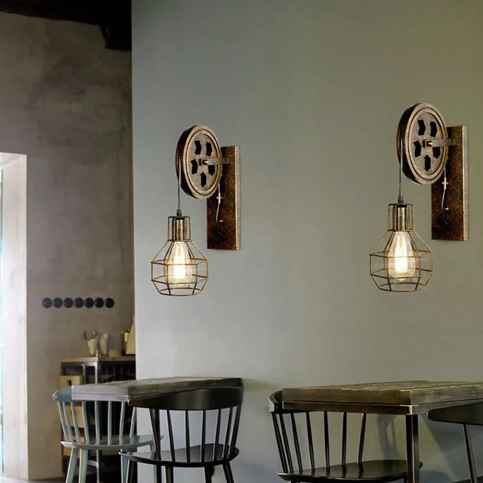 Kinkiet ścienny/ganek lampa ścienna vintage lampa ścienna retro industrialna lampa ścienna klosz oprawa żelazna regulowana kinkiet światła do loftu kawiarni baru Wandlamp dekoracja LED lampa ścienna