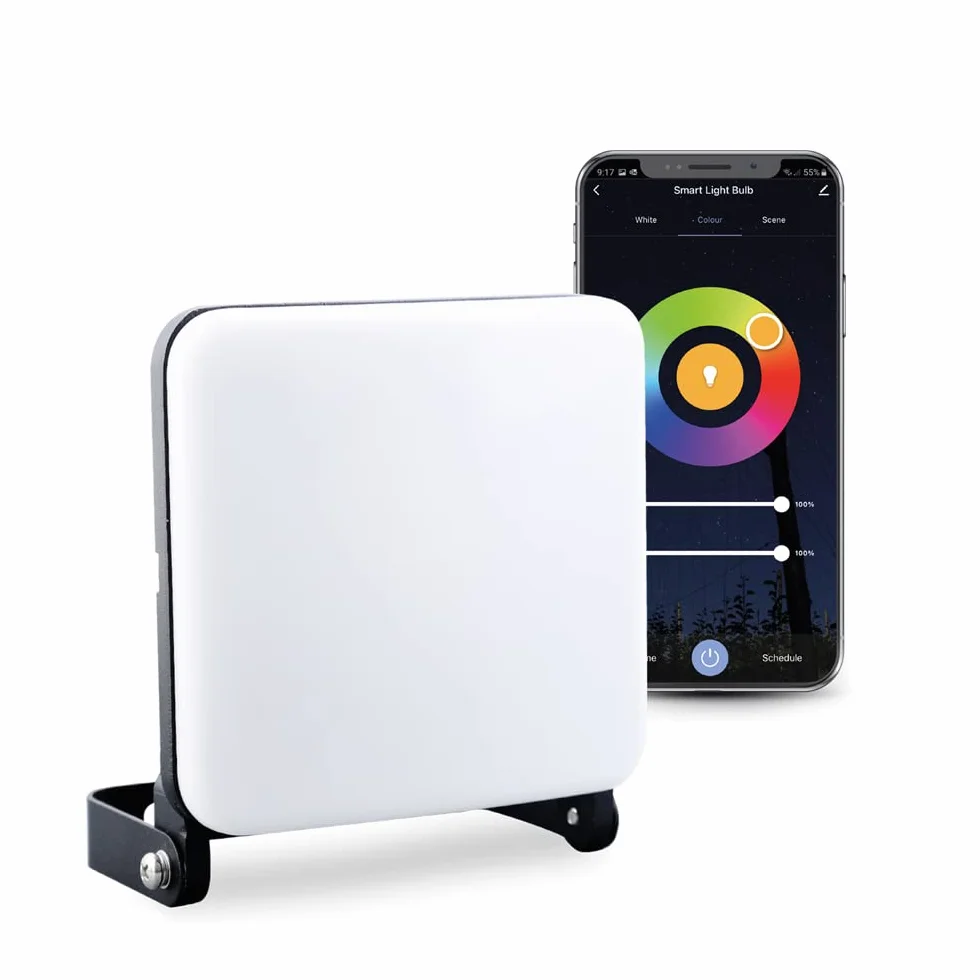 Garza Smarthome inteligentny reflektor LED, Wi-Fi, 24 W, możliwość ściemniania, białe światło, ze zmianą intensywności, temperatury i koloru, programowalny, kompatybilny z Amazon Alexa i Google Home