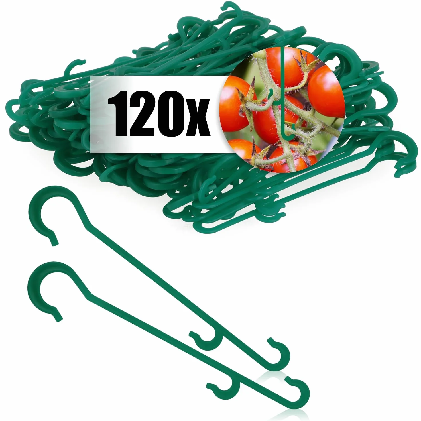 COM-FOUR® 120x zaciski do sadzonek pomidorów - pomoce wspinaczkowe do mocowania roslin pnacych - haczyki do roslin pnacych - haczyki do pomidorów